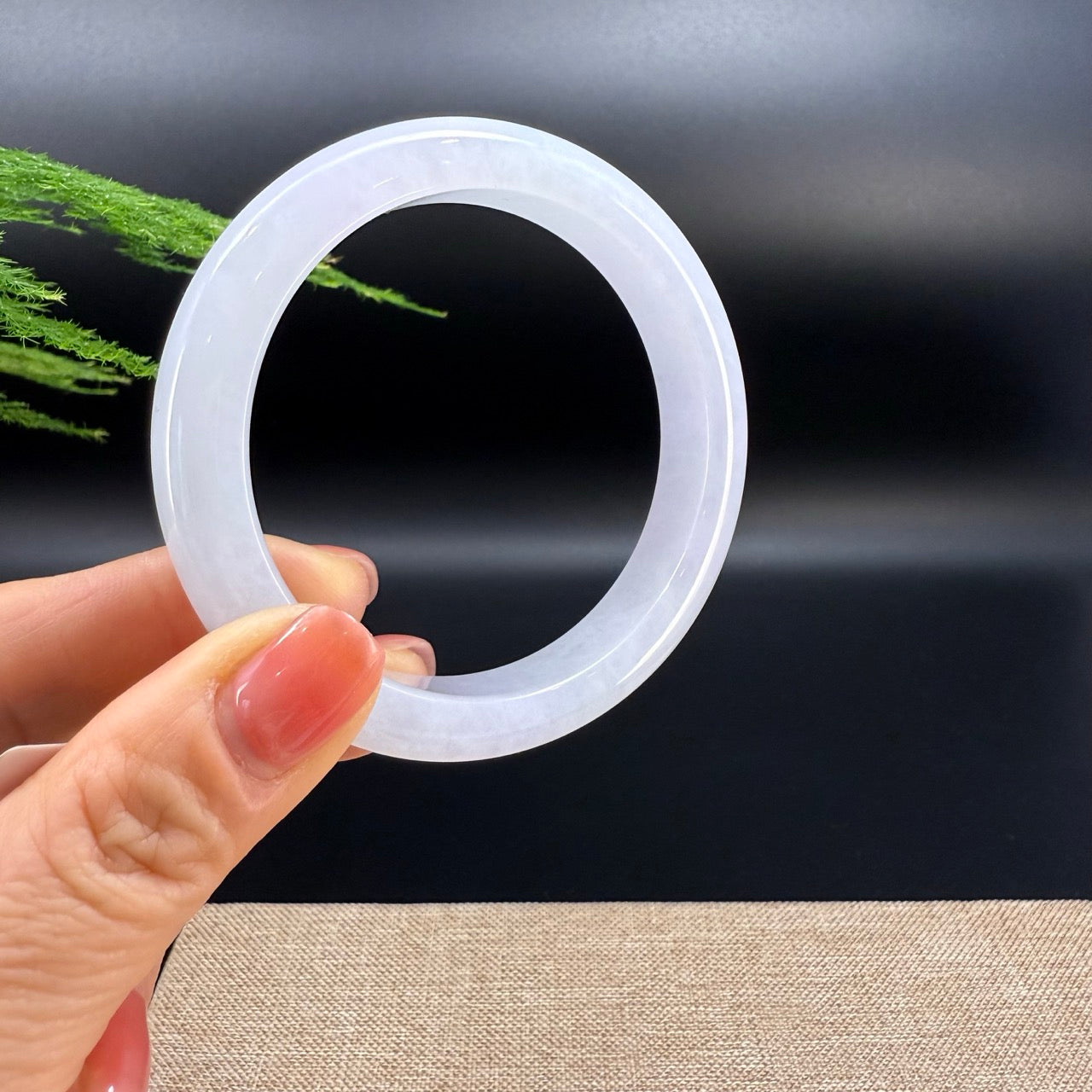 Genuine Burmese Lavender Green Jade Jadeite Bangle Bracelet ( 57.2mm )