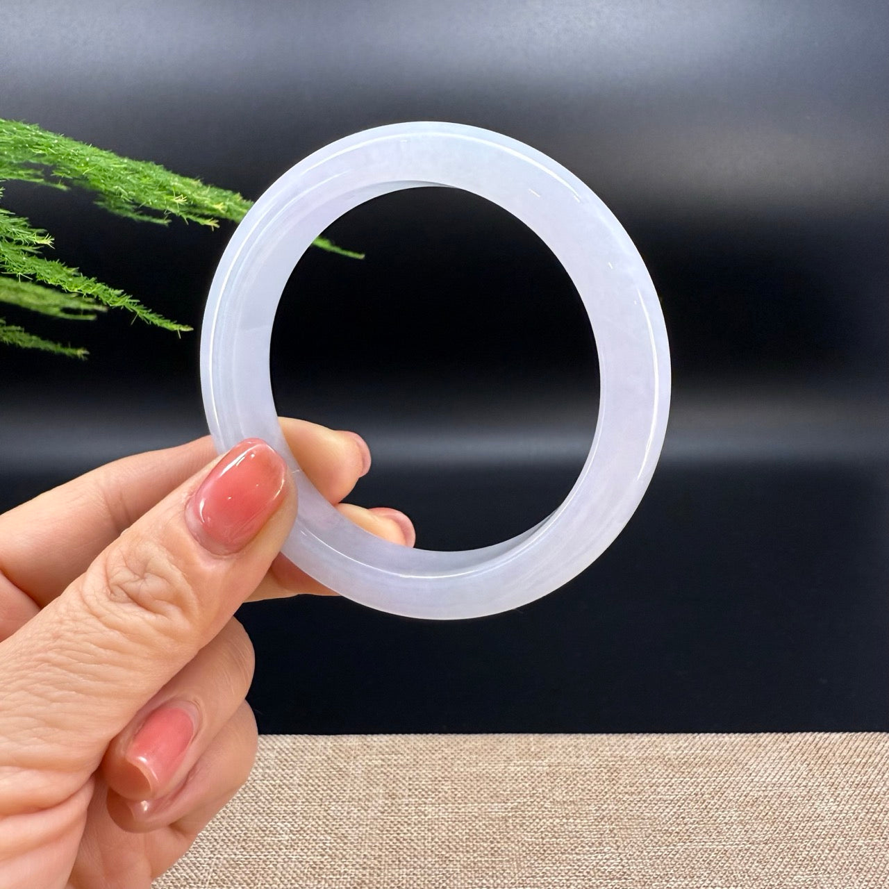 Genuine Burmese Lavender Green Jade Jadeite Bangle Bracelet ( 57.2mm )