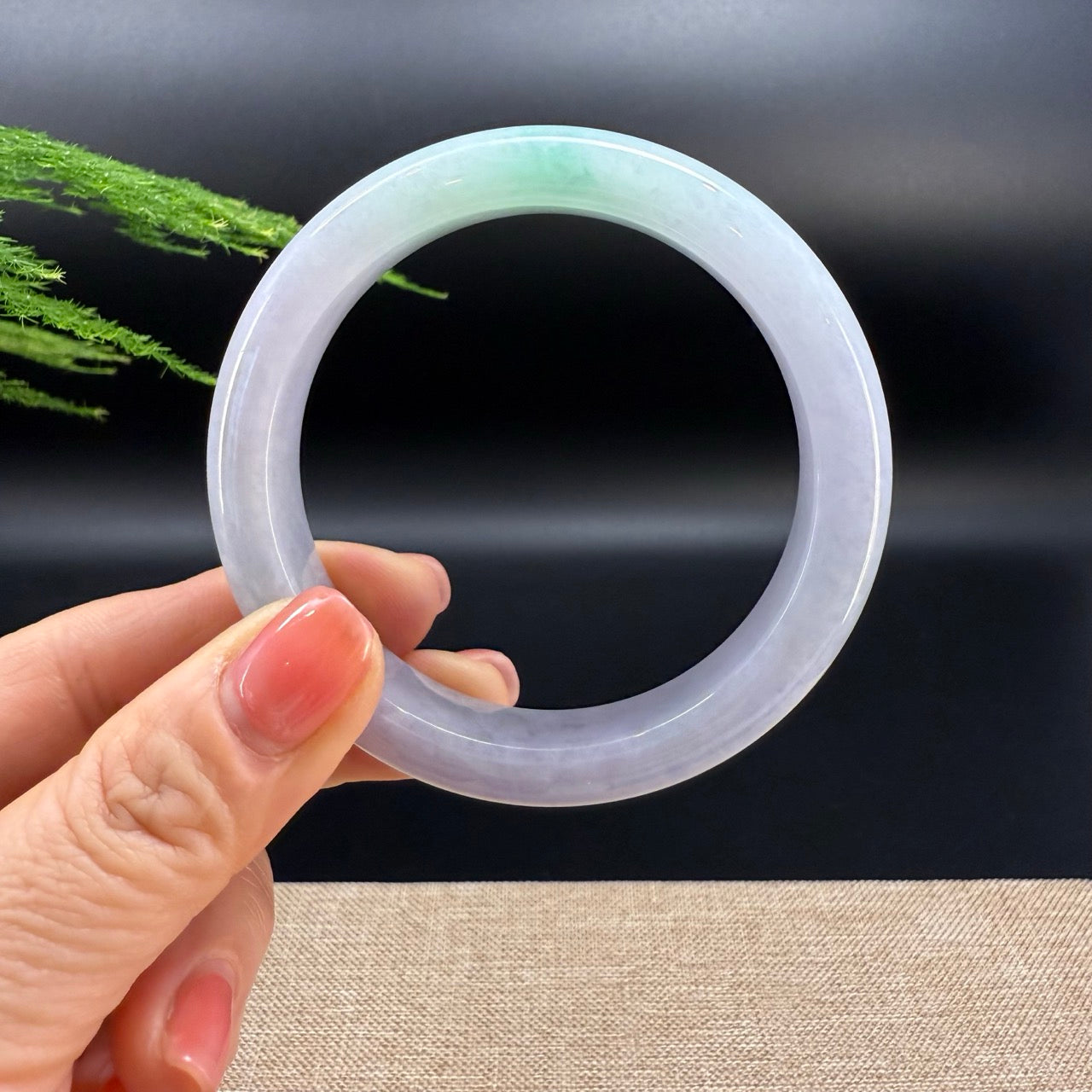 Genuine Burmese Lavender Green Jade Jadeite Bangle Bracelet ( 57.5mm )