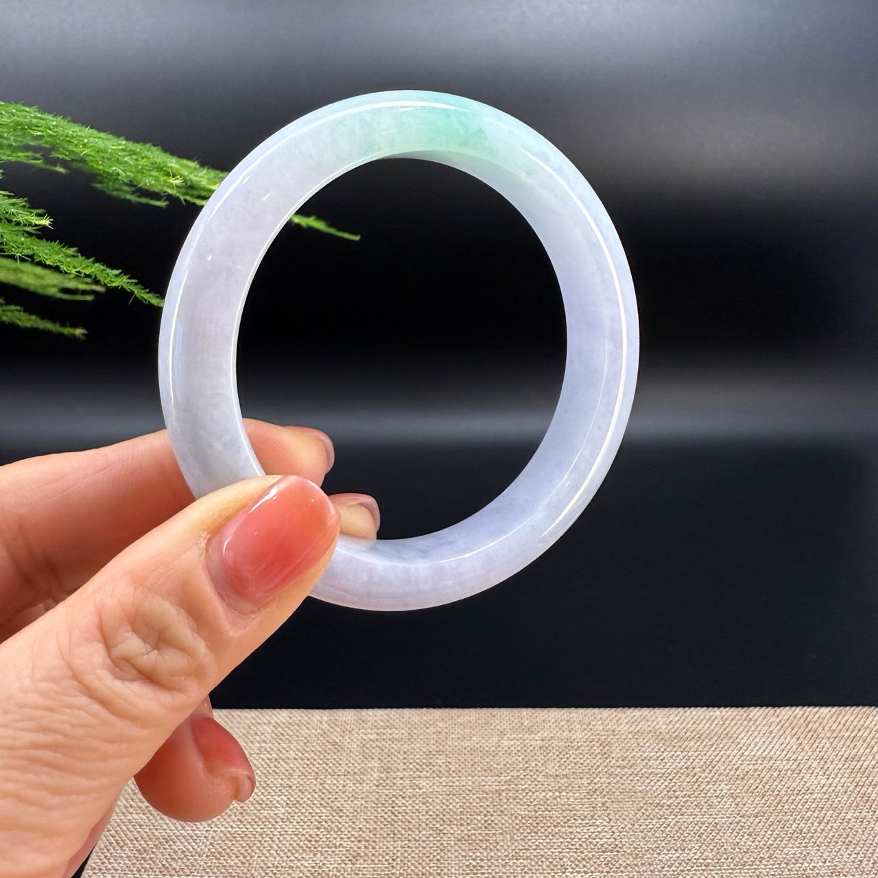 Genuine Burmese Lavender Green Jade Jadeite Bangle Bracelet ( 57.5mm )