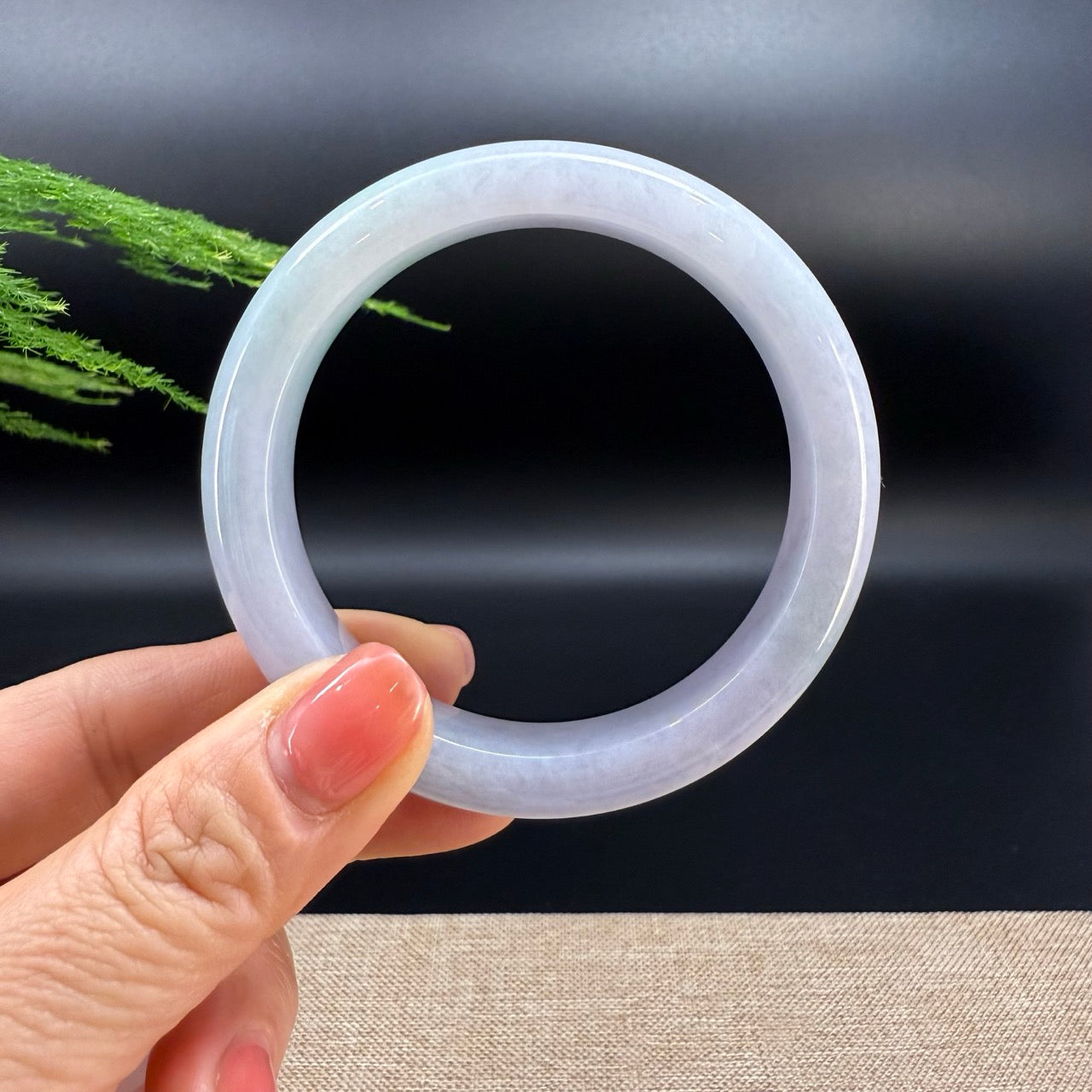 Genuine Burmese Lavender Green Jade Jadeite Bangle Bracelet ( 57.5mm )