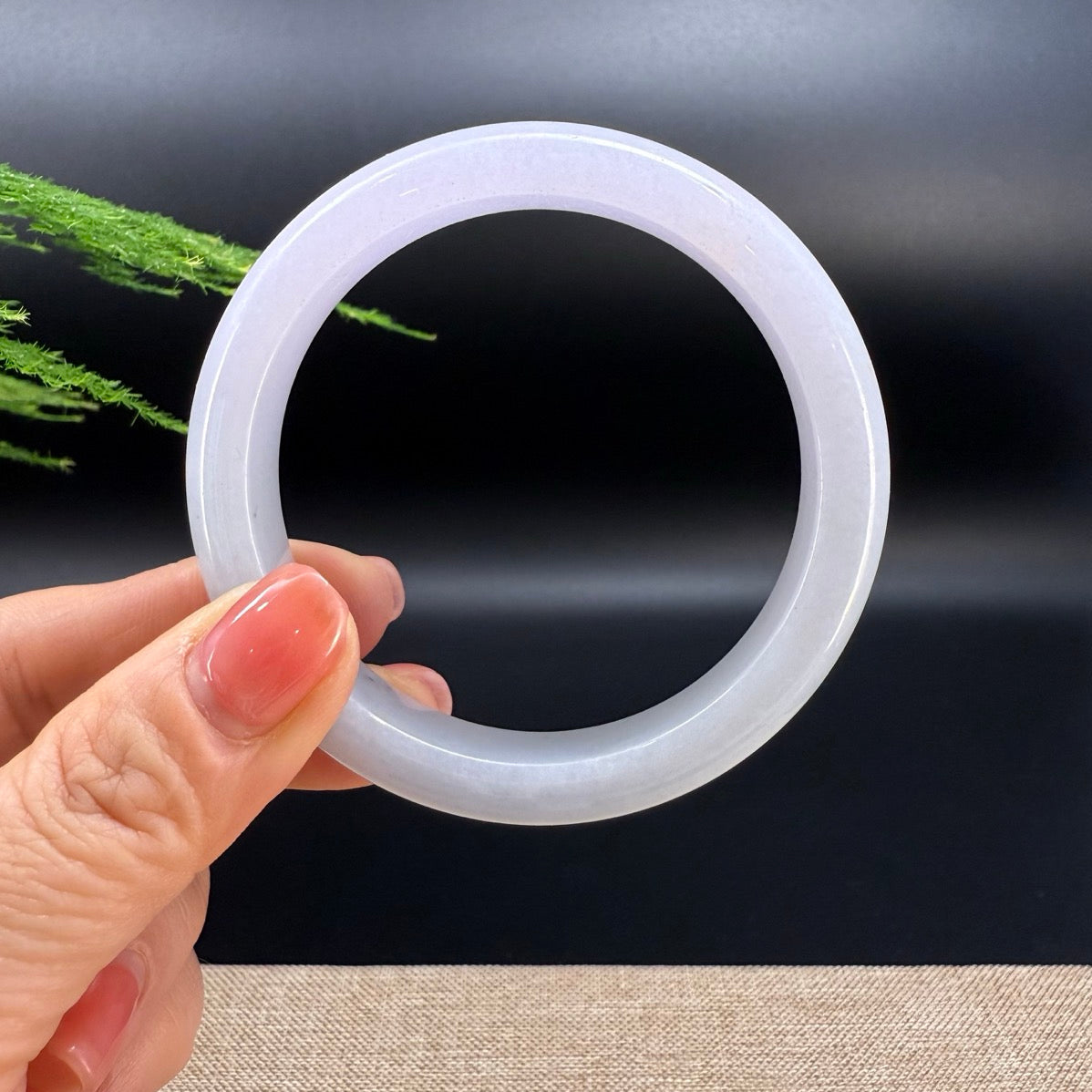 Genuine Burmese Lavender Green  Jade Jadeite Bangle Bracelet ( 57.8mm )