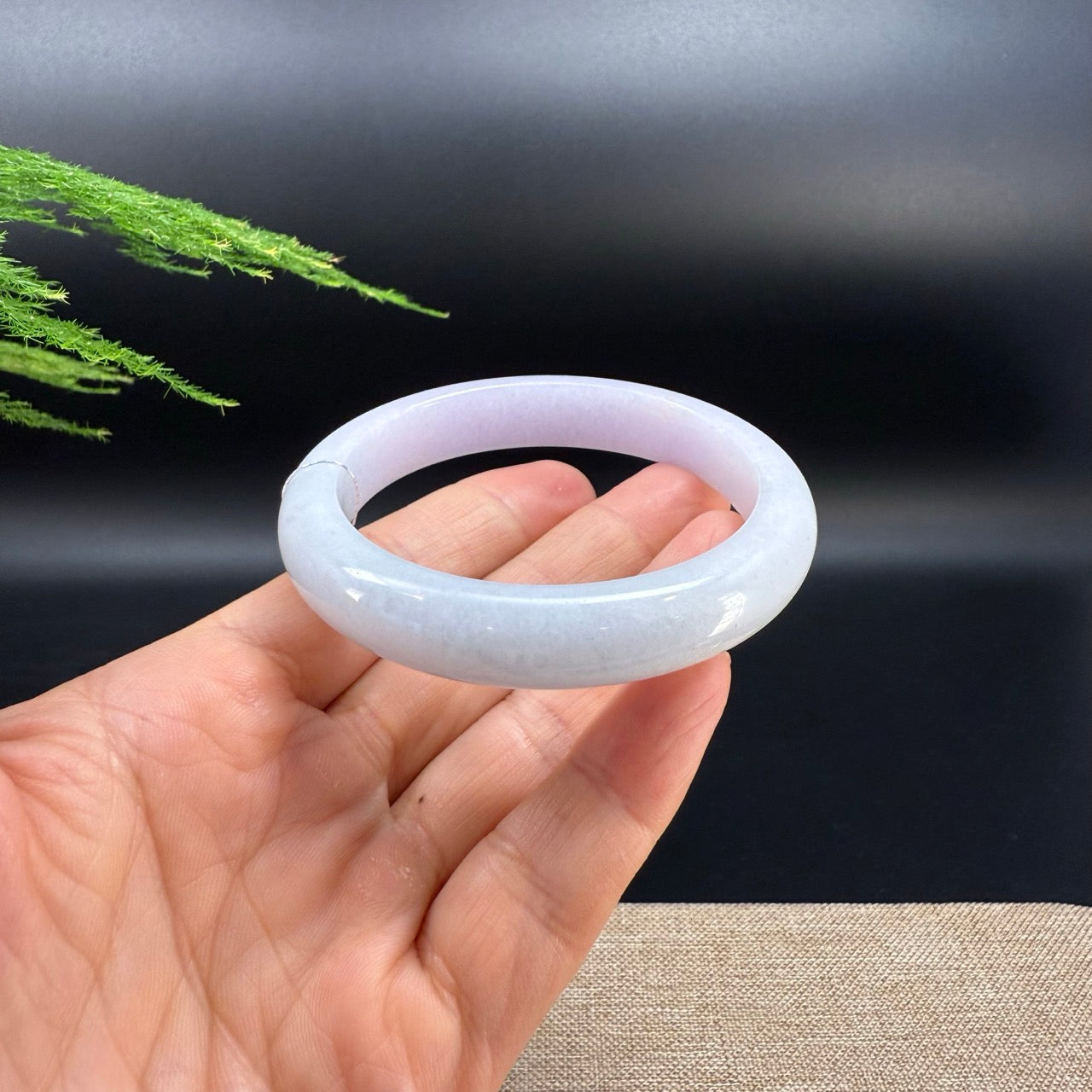 Genuine Burmese Lavender Green  Jade Jadeite Bangle Bracelet ( 57.8mm )