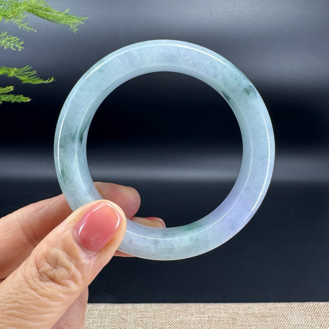 Genuine Burmese Blue Green Jade Jadeite Bangle Bracelet ( 56.2mm )