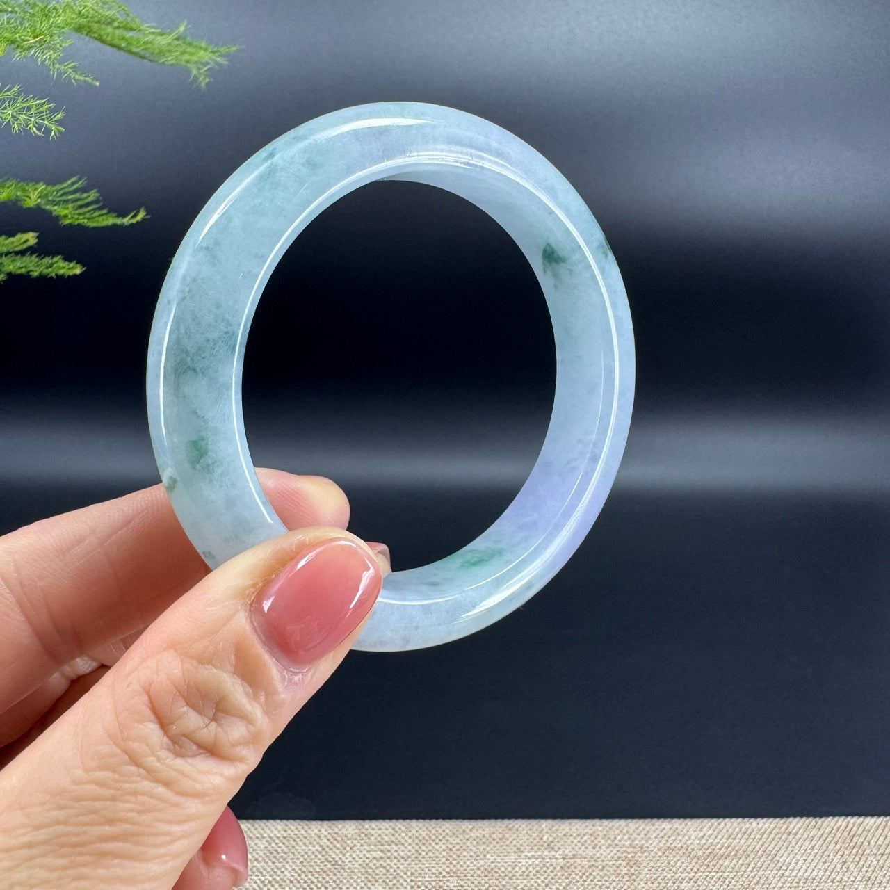 Genuine Burmese Blue Green Jade Jadeite Bangle Bracelet ( 56.2mm )