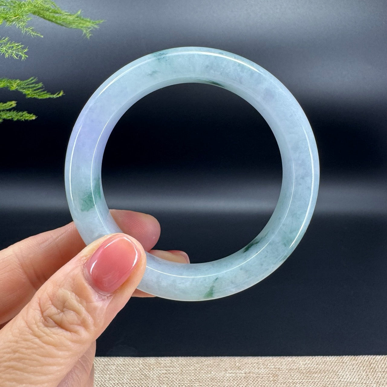 Genuine Burmese Blue Green Jade Jadeite Bangle Bracelet ( 56.2mm )