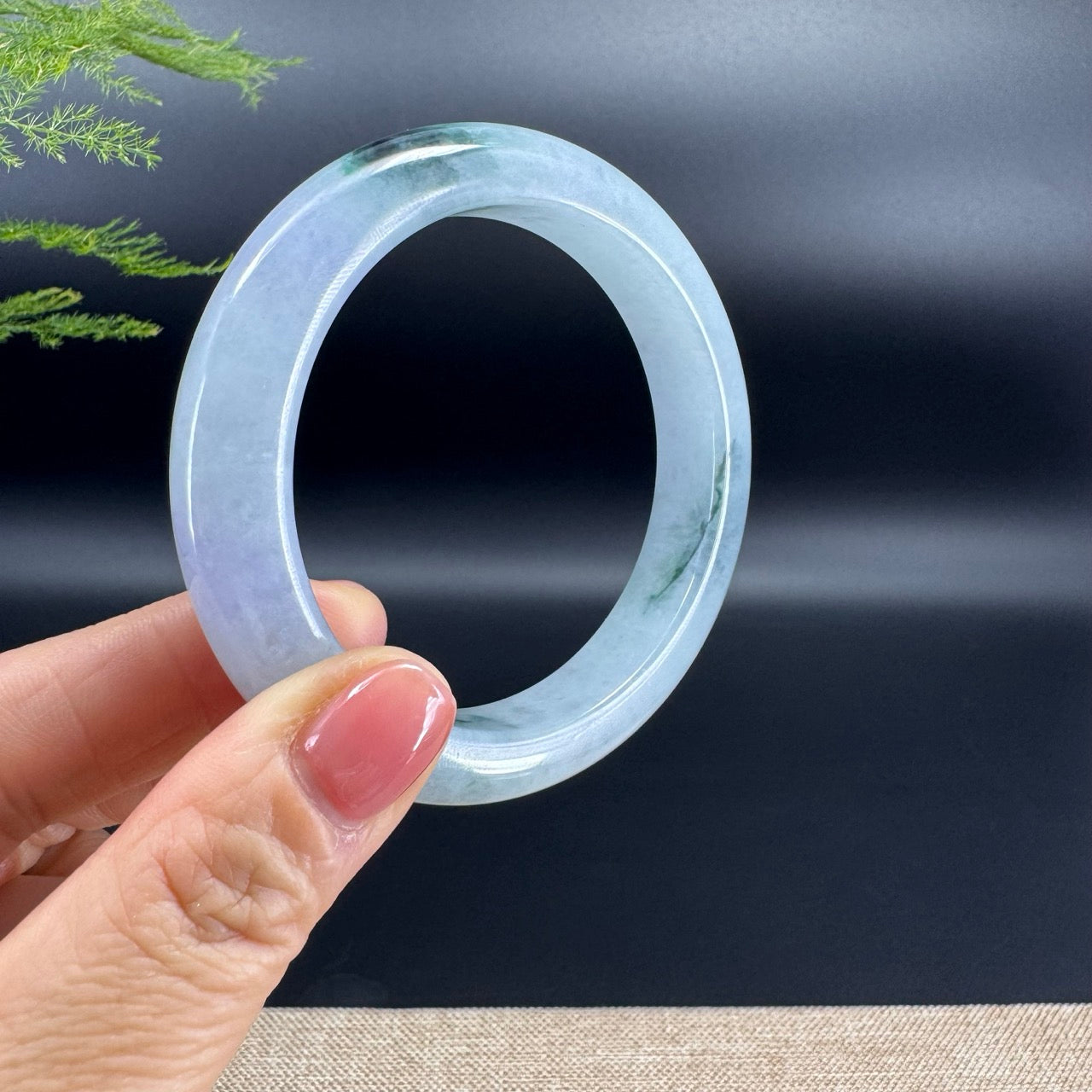 Genuine Burmese Lavender Green Jade Jadeite Bangle Bracelet ( 57.3mm )