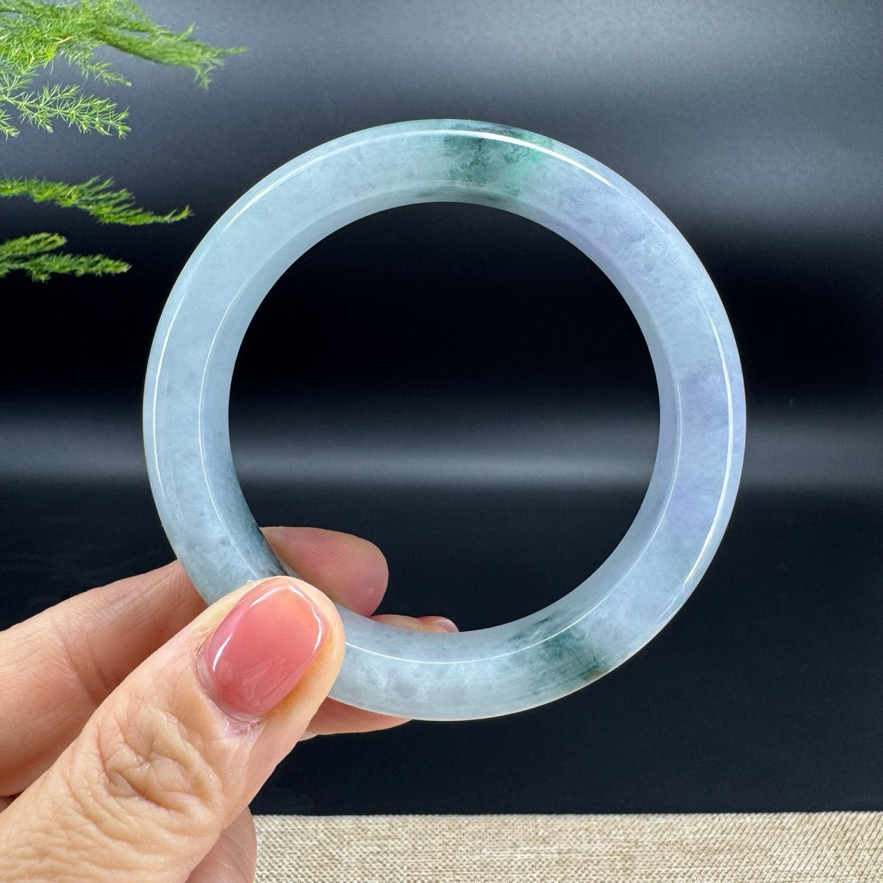 Genuine Burmese Lavender Green Jade Jadeite Bangle Bracelet ( 57.3mm )