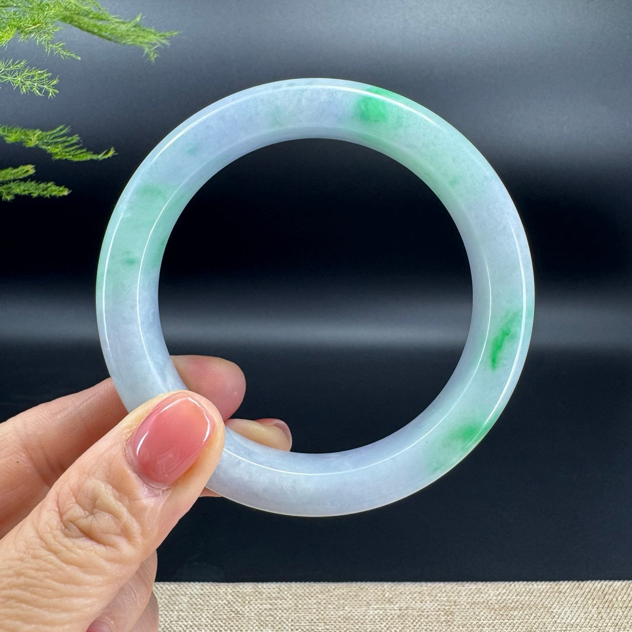 Genuine Burmese Lavender Green Jade Jadeite Bangle Bracelet ( 62.2mm )