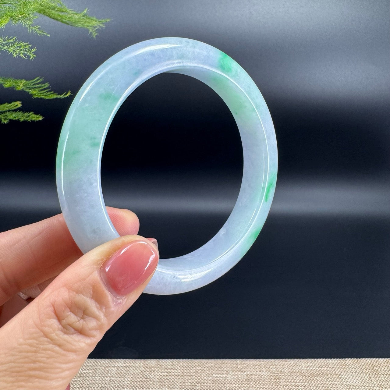 Genuine Burmese Lavender Green Jade Jadeite Bangle Bracelet ( 62.2mm )