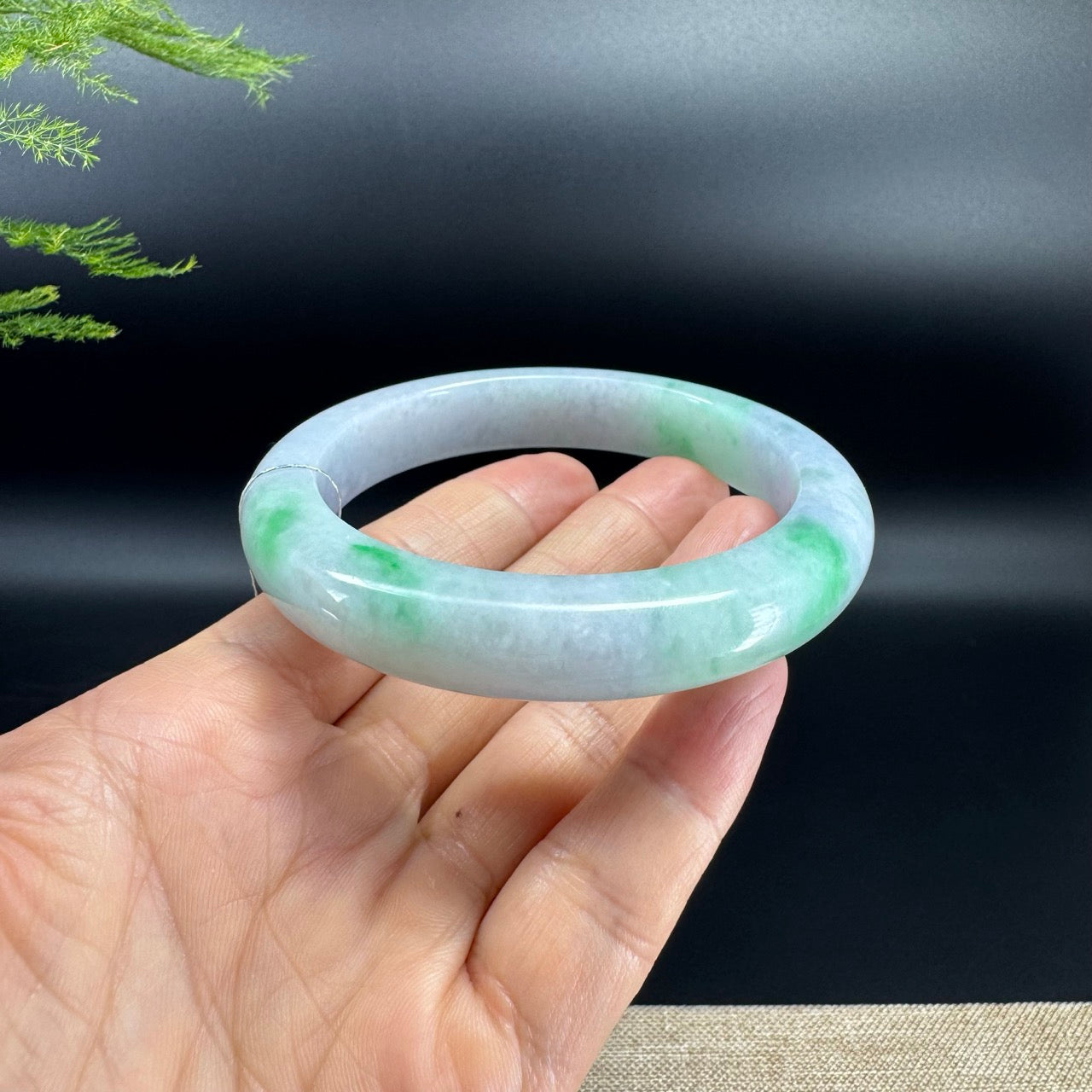 Genuine Burmese Lavender Green Jade Jadeite Bangle Bracelet ( 62.2mm )