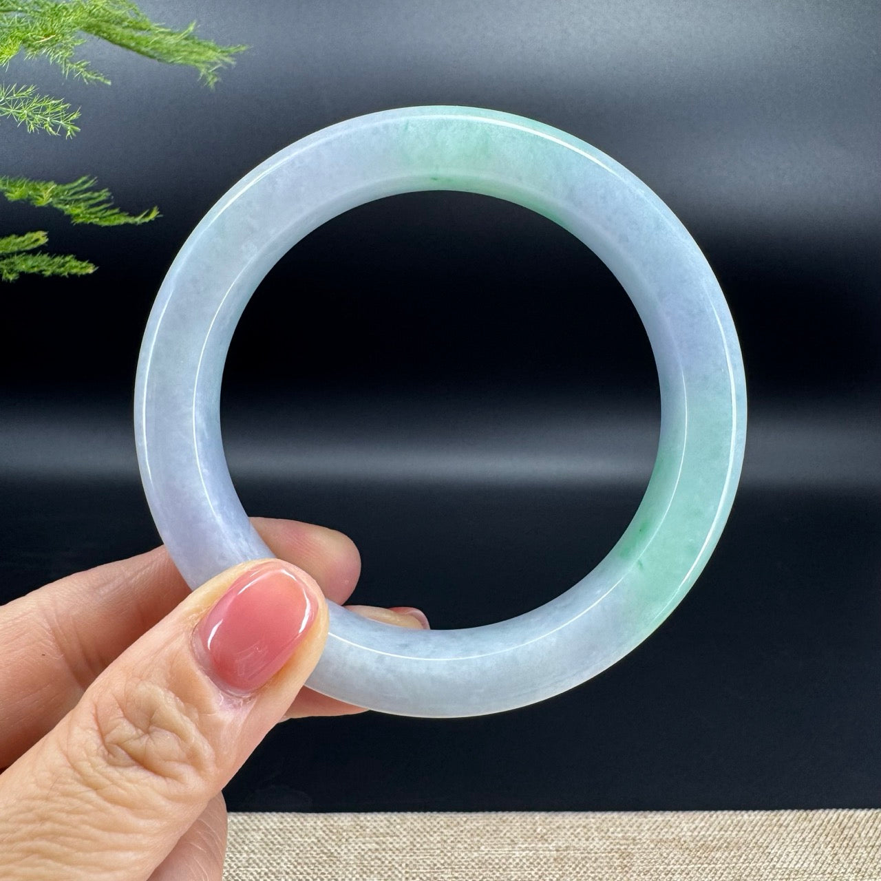 Genuine Burmese Lavender Green Jade Jadeite Bangle Bracelet ( 62.2mm )
