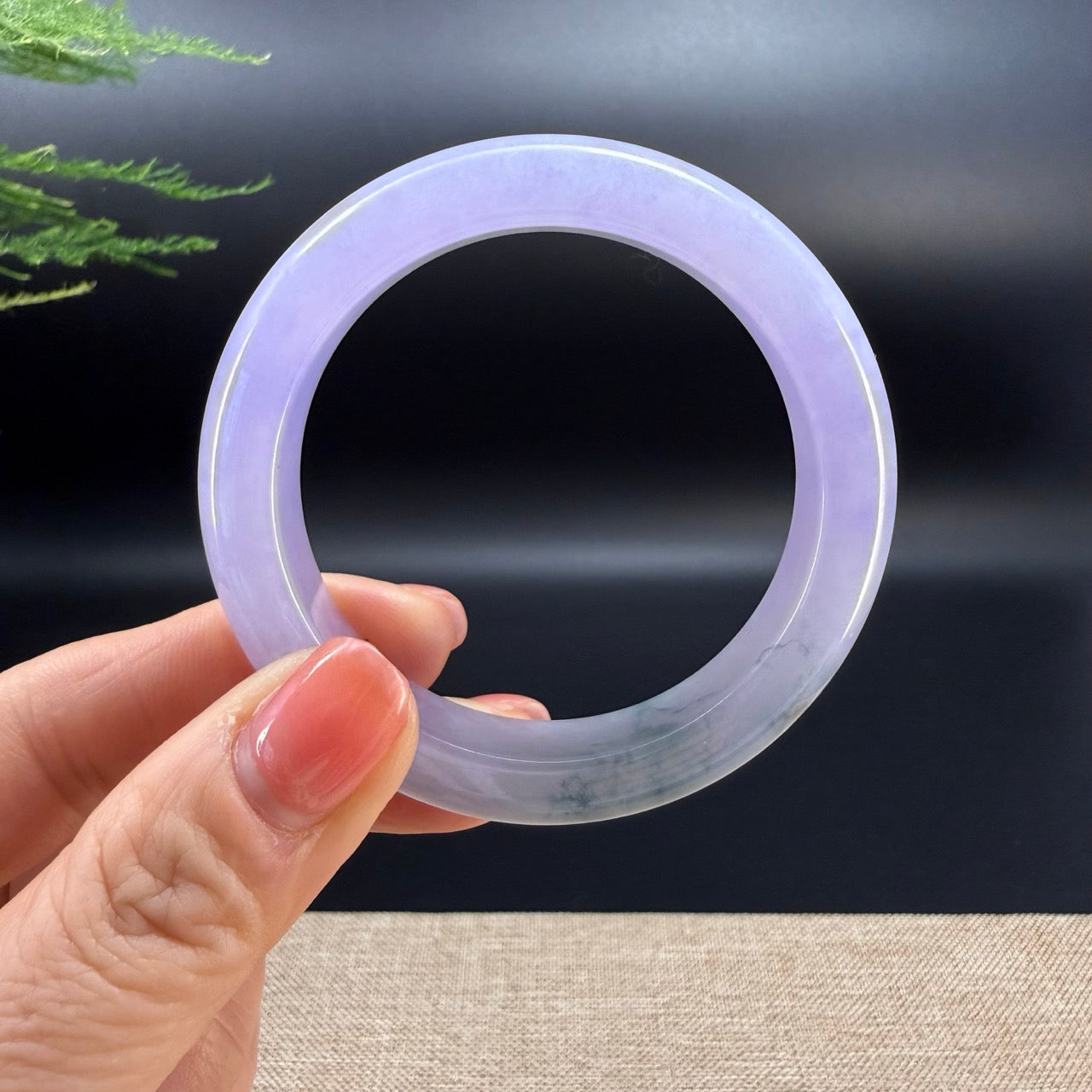 Genuine Burmese Icy Lavender Green Jade Jadeite Bangle Bracelet (51mm)