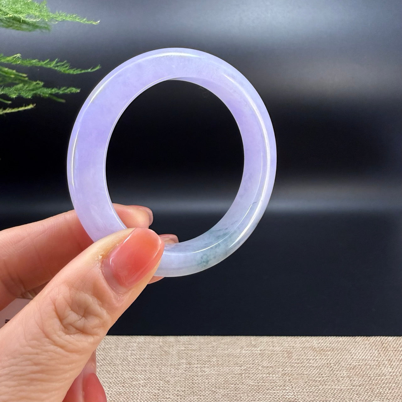 Genuine Burmese Icy Lavender Green Jade Jadeite Bangle Bracelet (51mm)