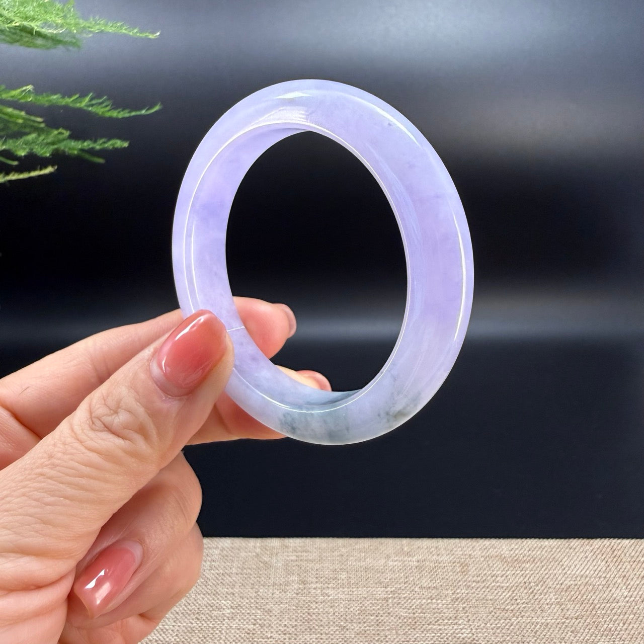 Genuine Burmese Icy Lavender Green Jade Jadeite Bangle Bracelet (51mm)