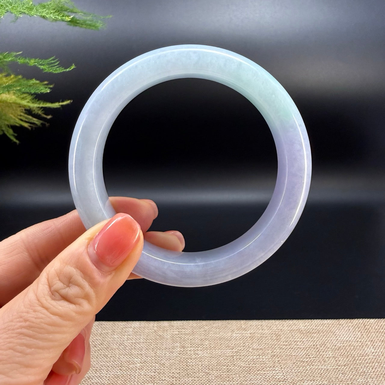 High end Genuine Burmese Lavender Green  Jade Jadeite Bangle Bracelet ( 60.1mm )