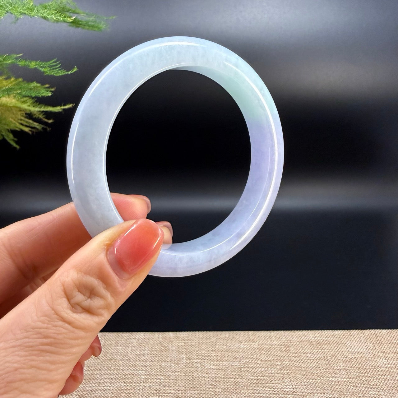 High end Genuine Burmese Lavender Green  Jade Jadeite Bangle Bracelet ( 60.1mm )