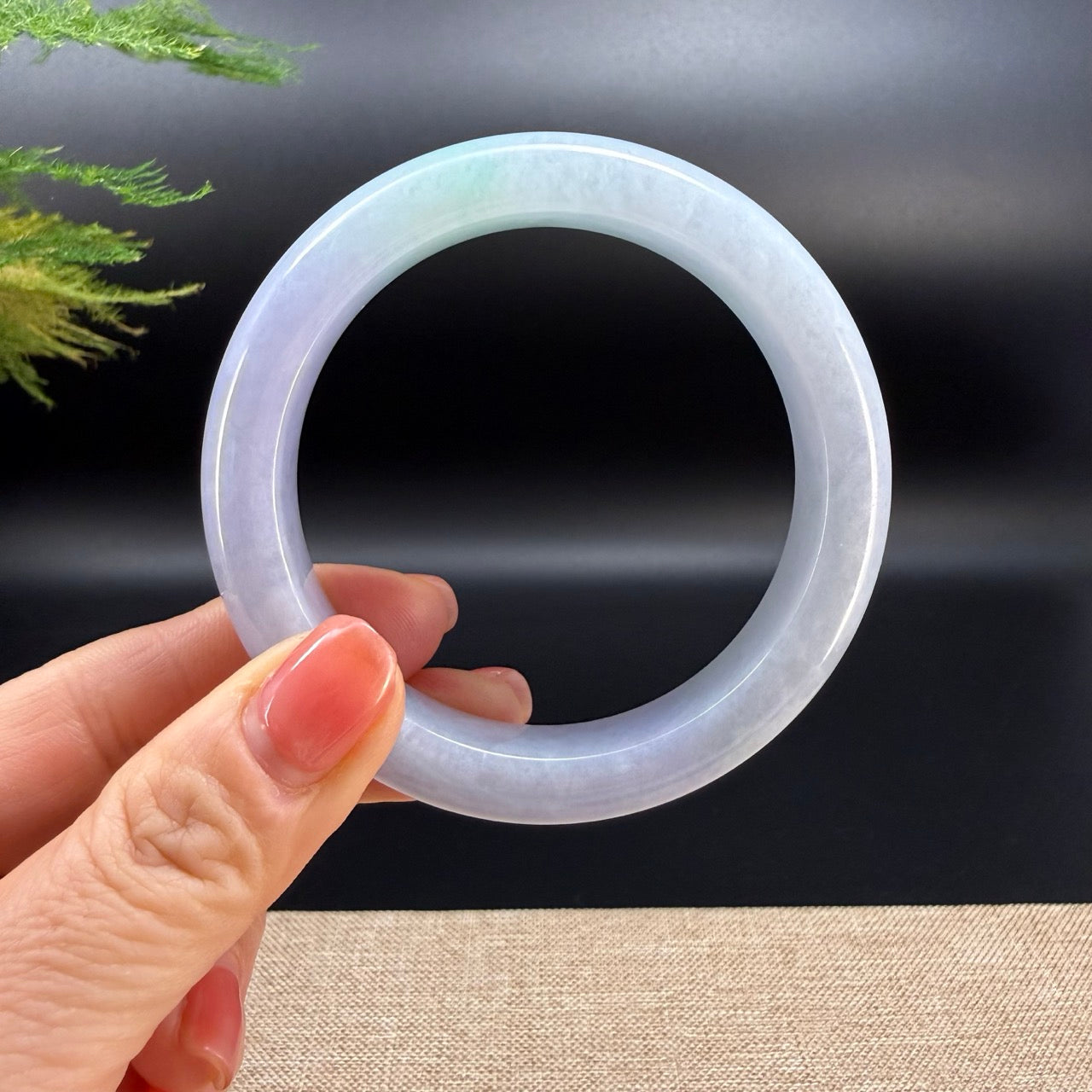 High end Genuine Burmese Lavender Green  Jade Jadeite Bangle Bracelet ( 60.1mm )