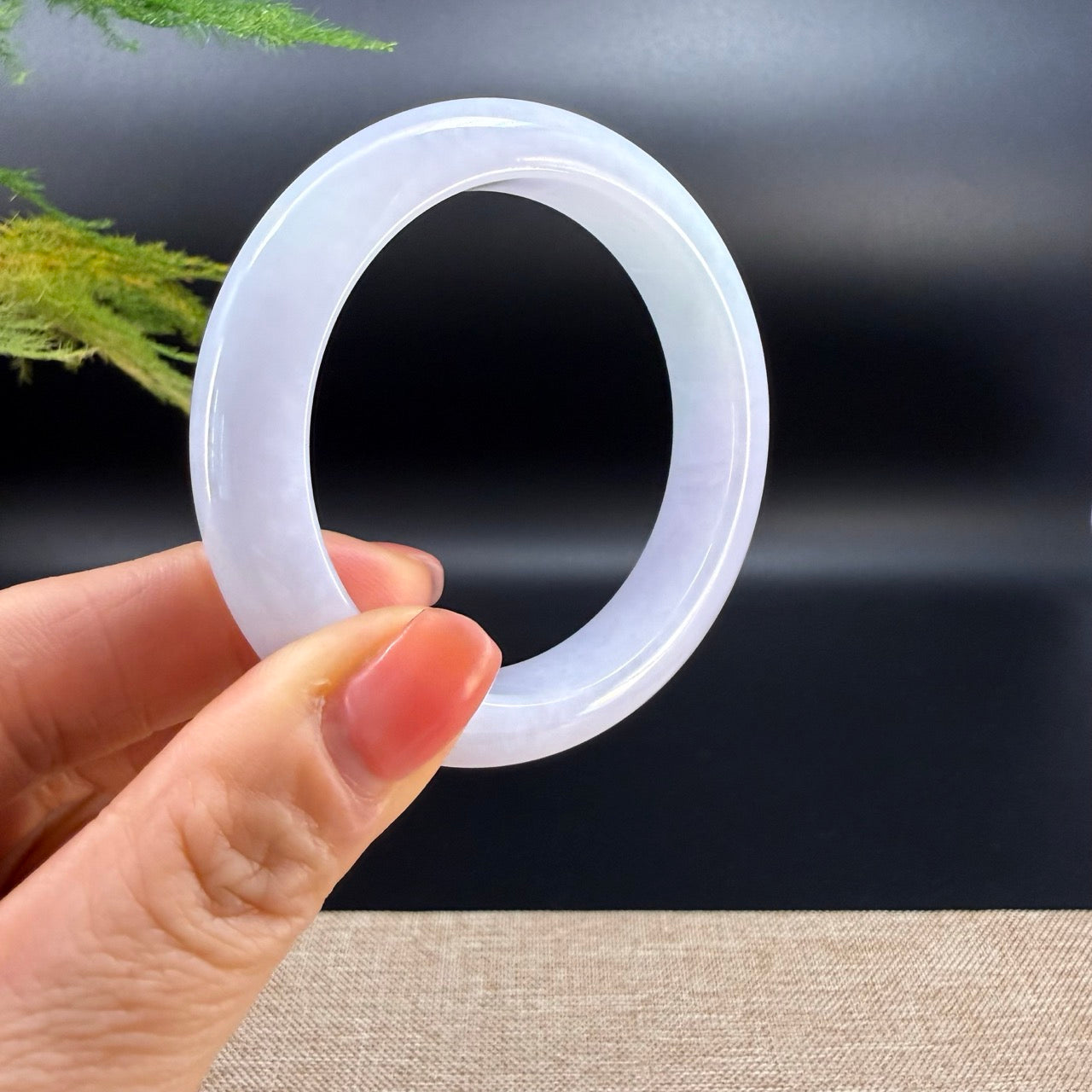 Genuine Burmese Lavender Green Jade Jadeite Bangle Bracelet ( 53.4mm )