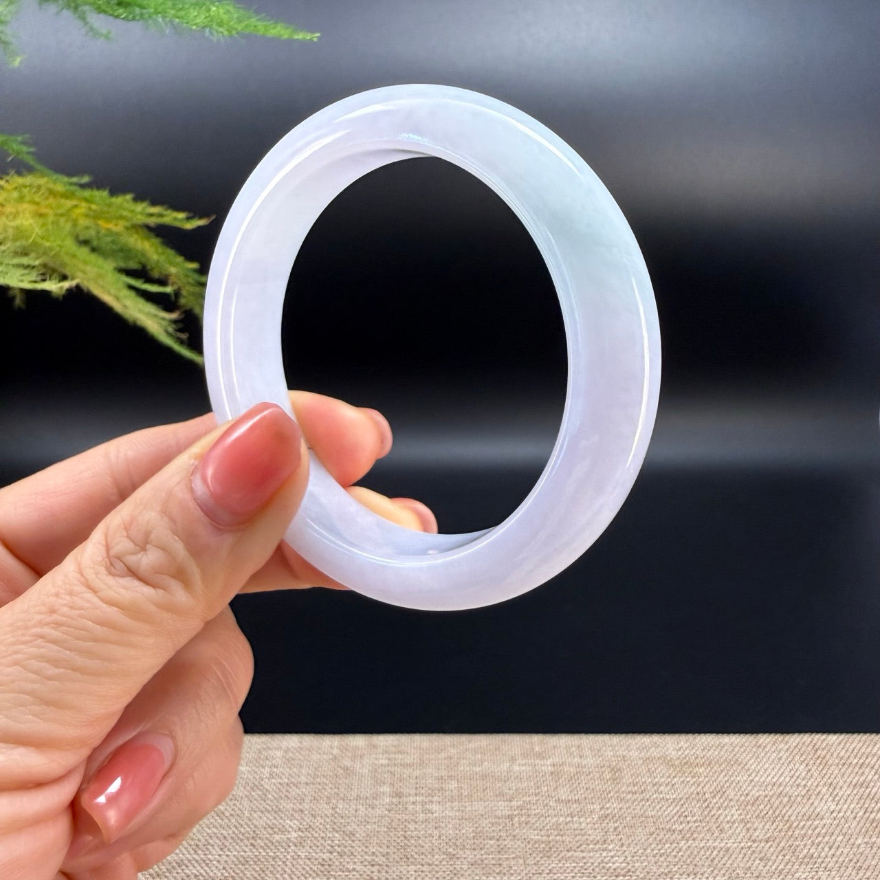 Genuine Burmese Lavender Green Jade Jadeite Bangle Bracelet ( 53.4mm )