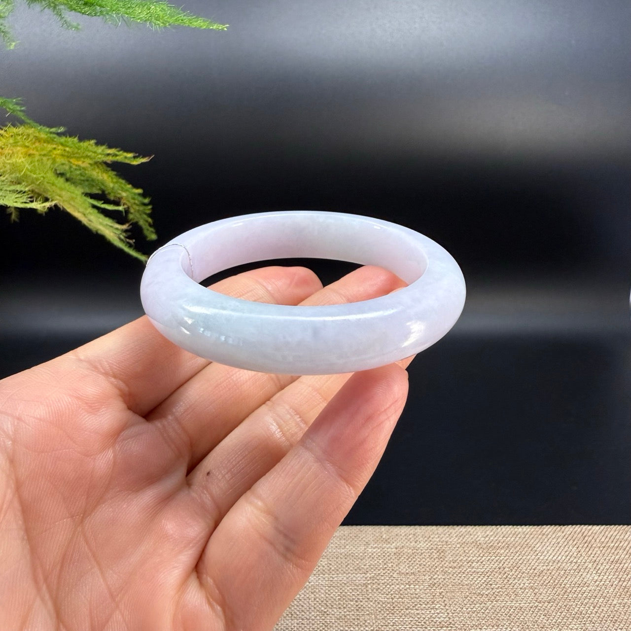 Genuine Burmese Lavender Green Jade Jadeite Bangle Bracelet ( 53.4mm )