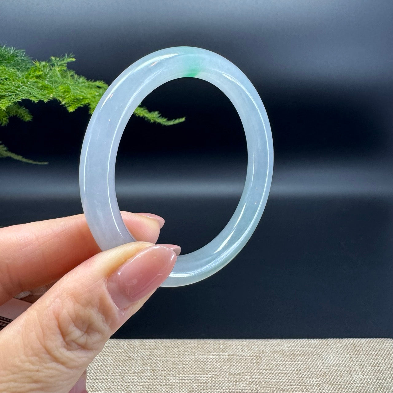 Genuine Burmese Icy Green(BDQ)Jade Jadeite Bangle Bracelet ( 54.3mm )