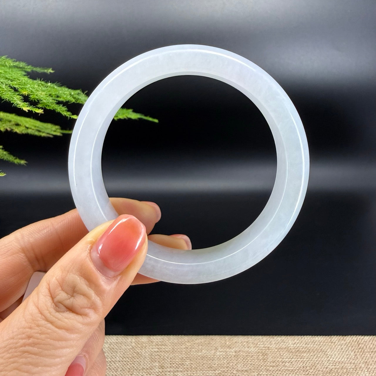 Genuine Burmese Light Green Jade Jadeite Bangle Bracelet ( 57.5mm )