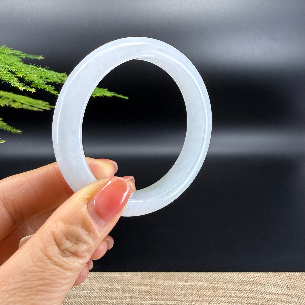 Genuine Burmese Light Green Jade Jadeite Bangle Bracelet ( 57.5mm )