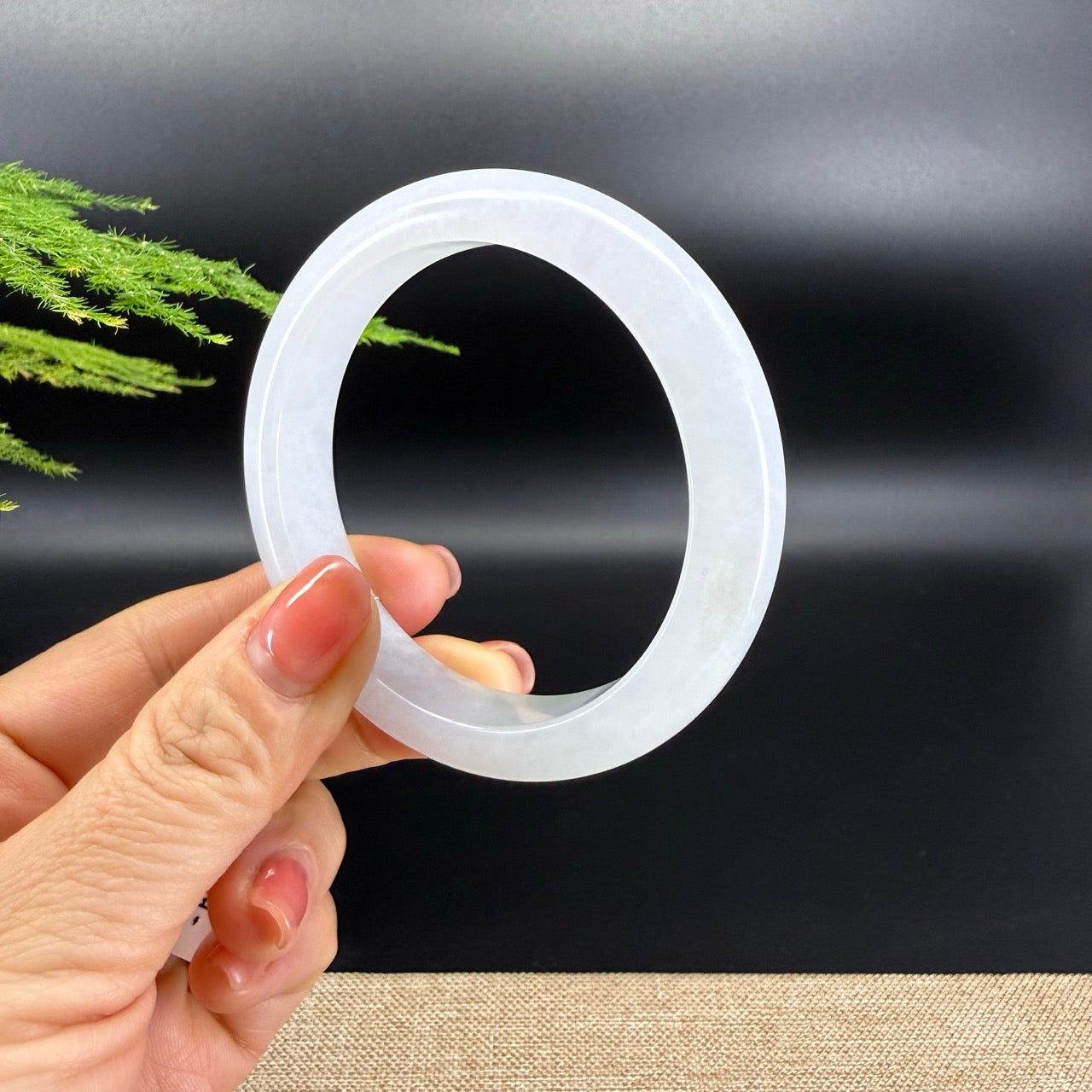 Genuine Burmese Light Green Jade Jadeite Bangle Bracelet ( 57.5mm )