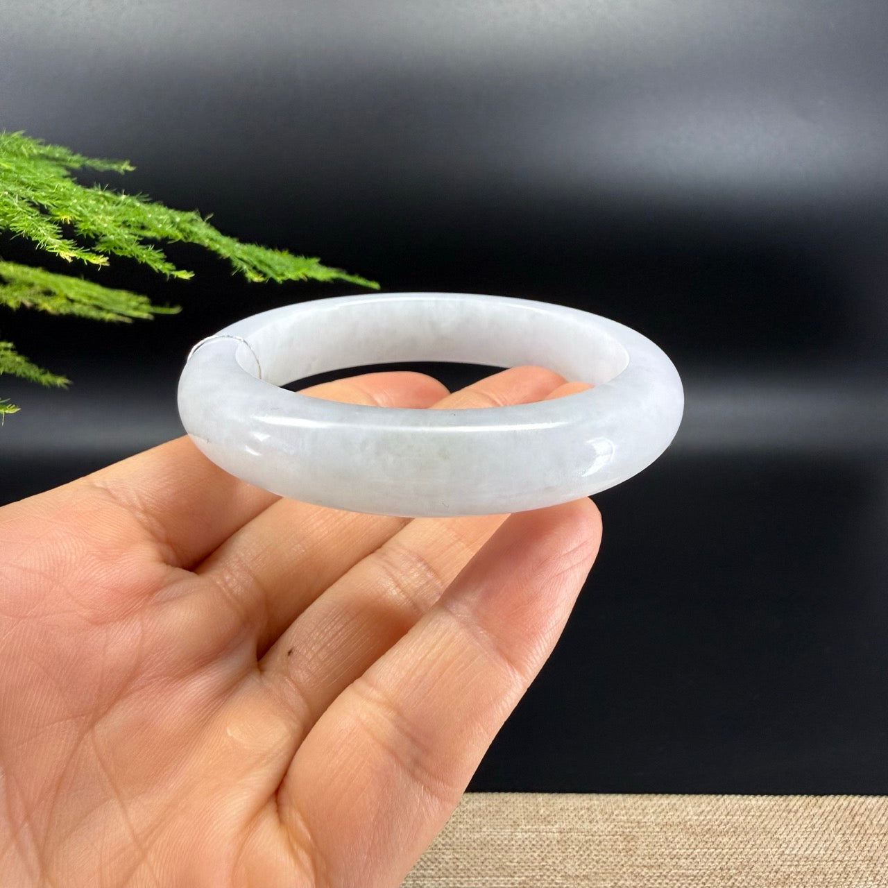 Genuine Burmese Light Green Jade Jadeite Bangle Bracelet ( 57.5mm )