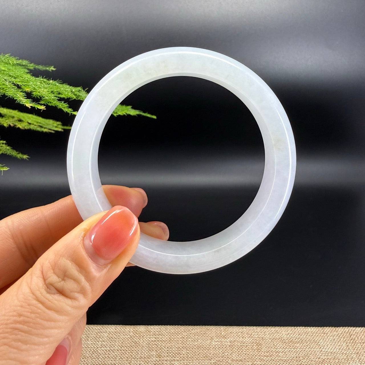 Genuine Burmese Light Green Jade Jadeite Bangle Bracelet ( 57.5mm )