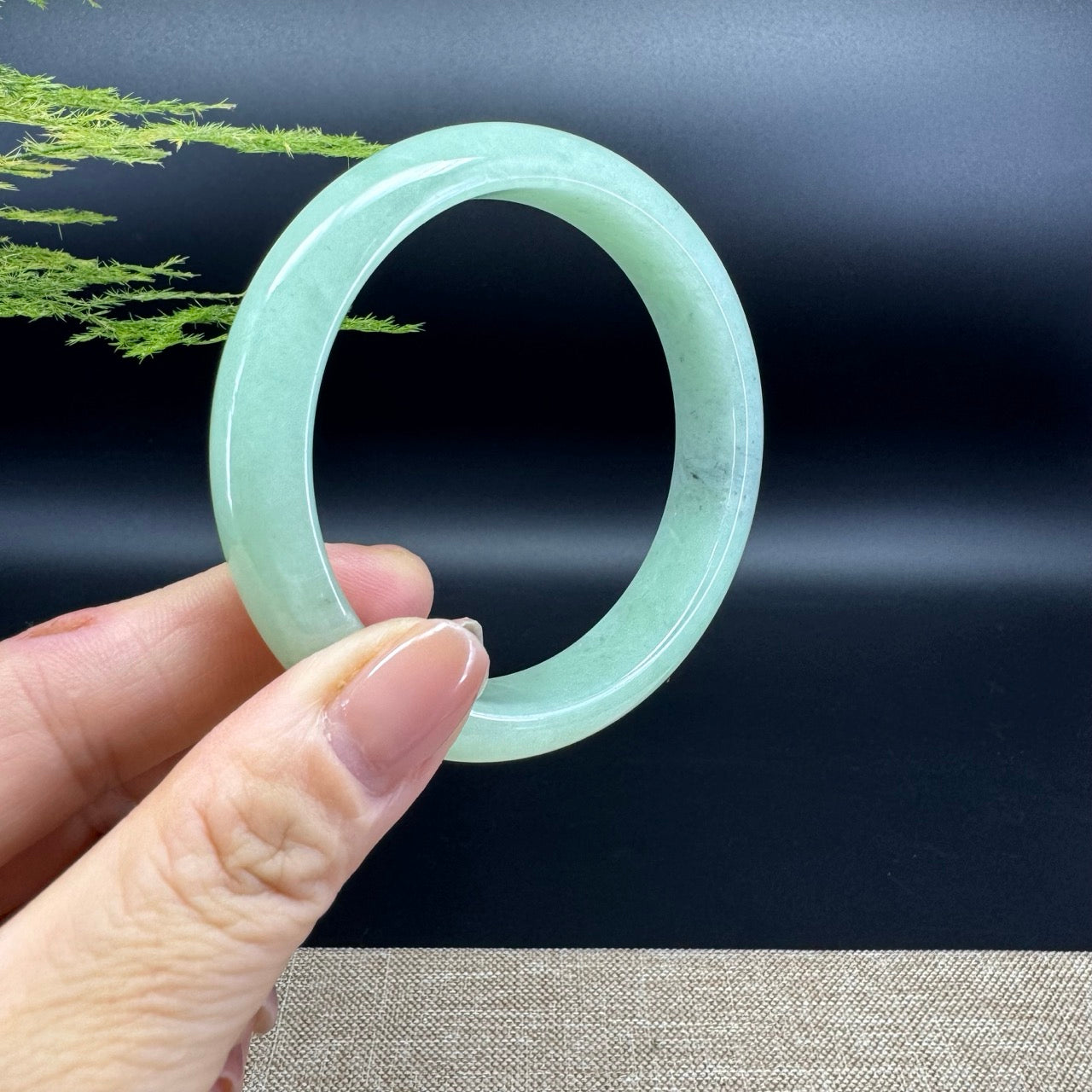 Genuine Burmese Green Jade Jadeite Bangle Bracelet (58.6mm)
