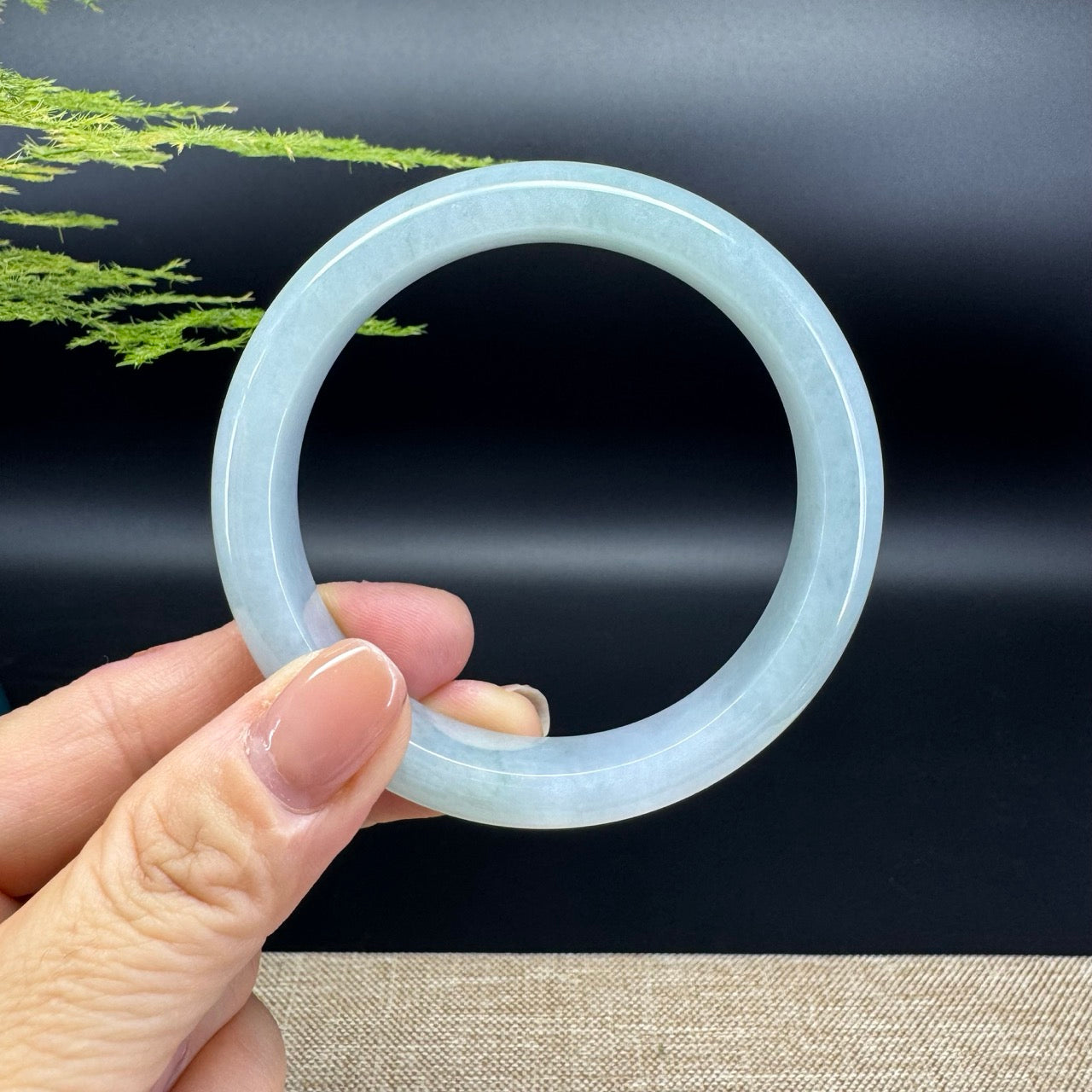 Genuine Burmese Lavender Green Jade Jadeite Bangle Bracelet ( 58.5mm )
