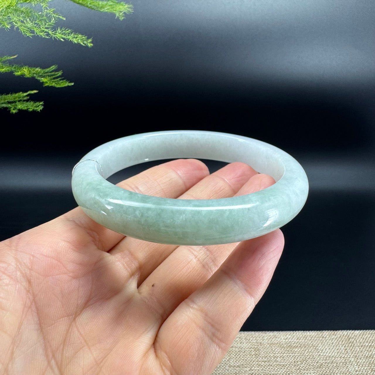 Genuine Burmese Green Jadeite Jade Bangle Bracelet (66.3mm)