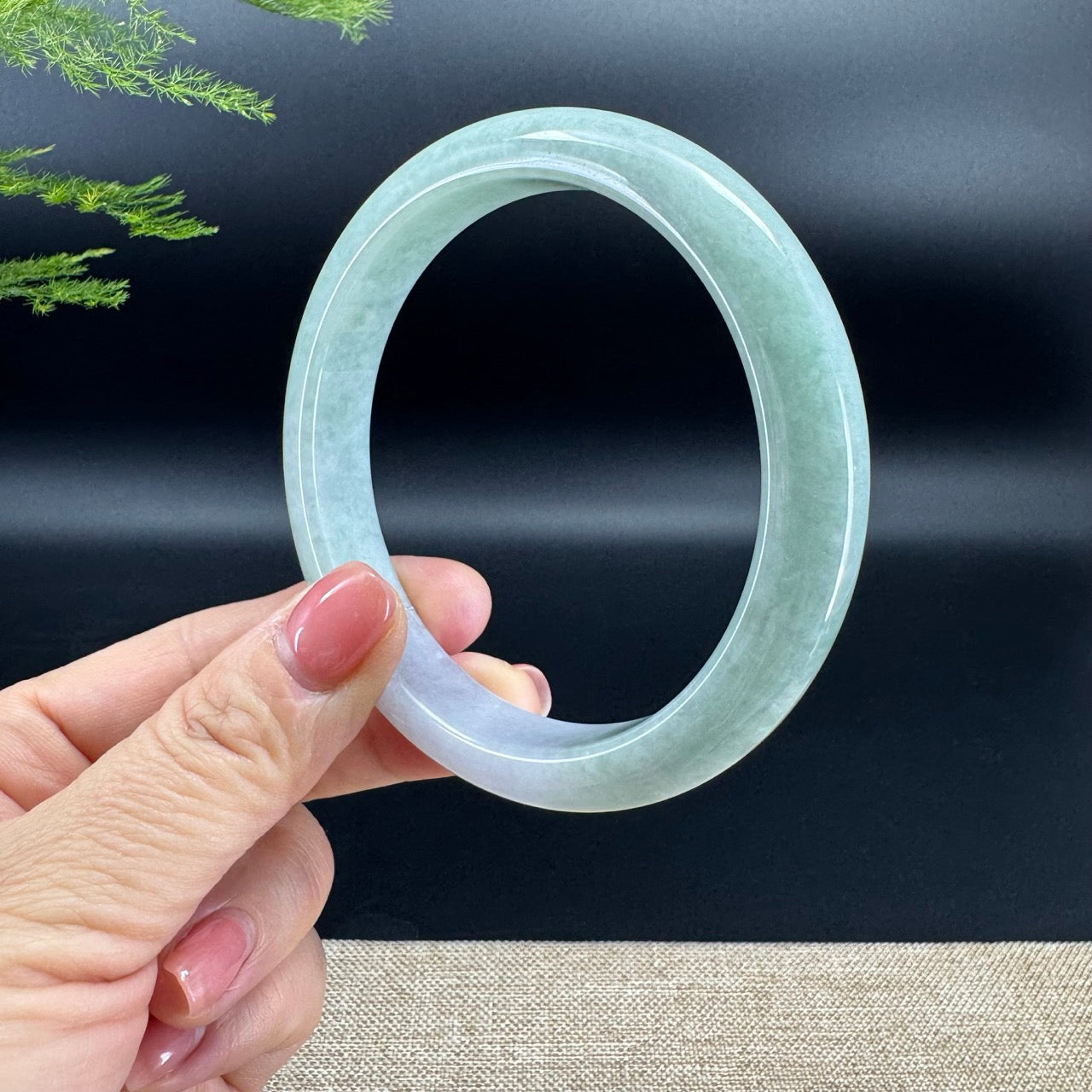 Genuine Burmese Lavender Green Jadeite Jade Bangle Bracelet (65.9mm)