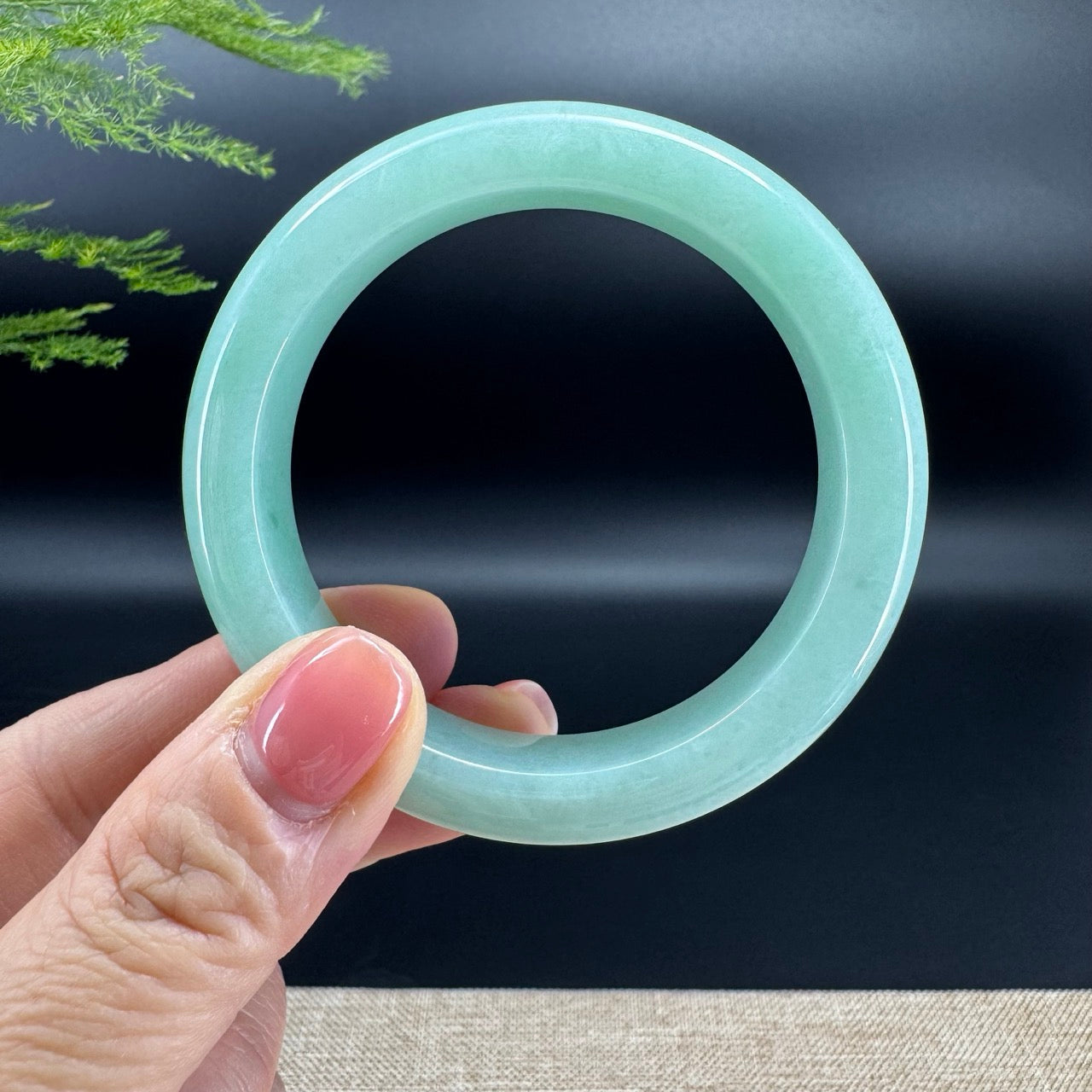 Genuine Burmese Green Jade Jadeite Bangle Bracelet ( 53.6mm )