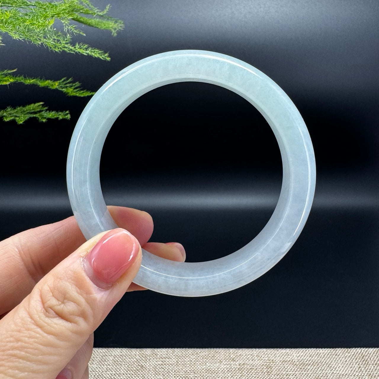 Genuine Burmese Icy Green Jade Jadeite Bangle Bracelet (55.8mm)