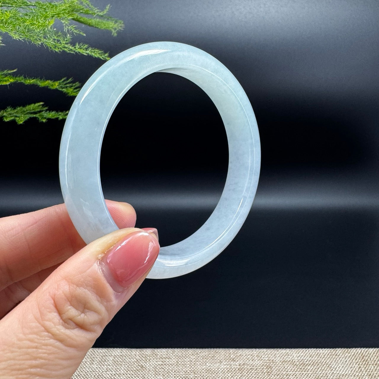 Genuine Burmese Icy Green Jade Jadeite Bangle Bracelet (55.8mm)