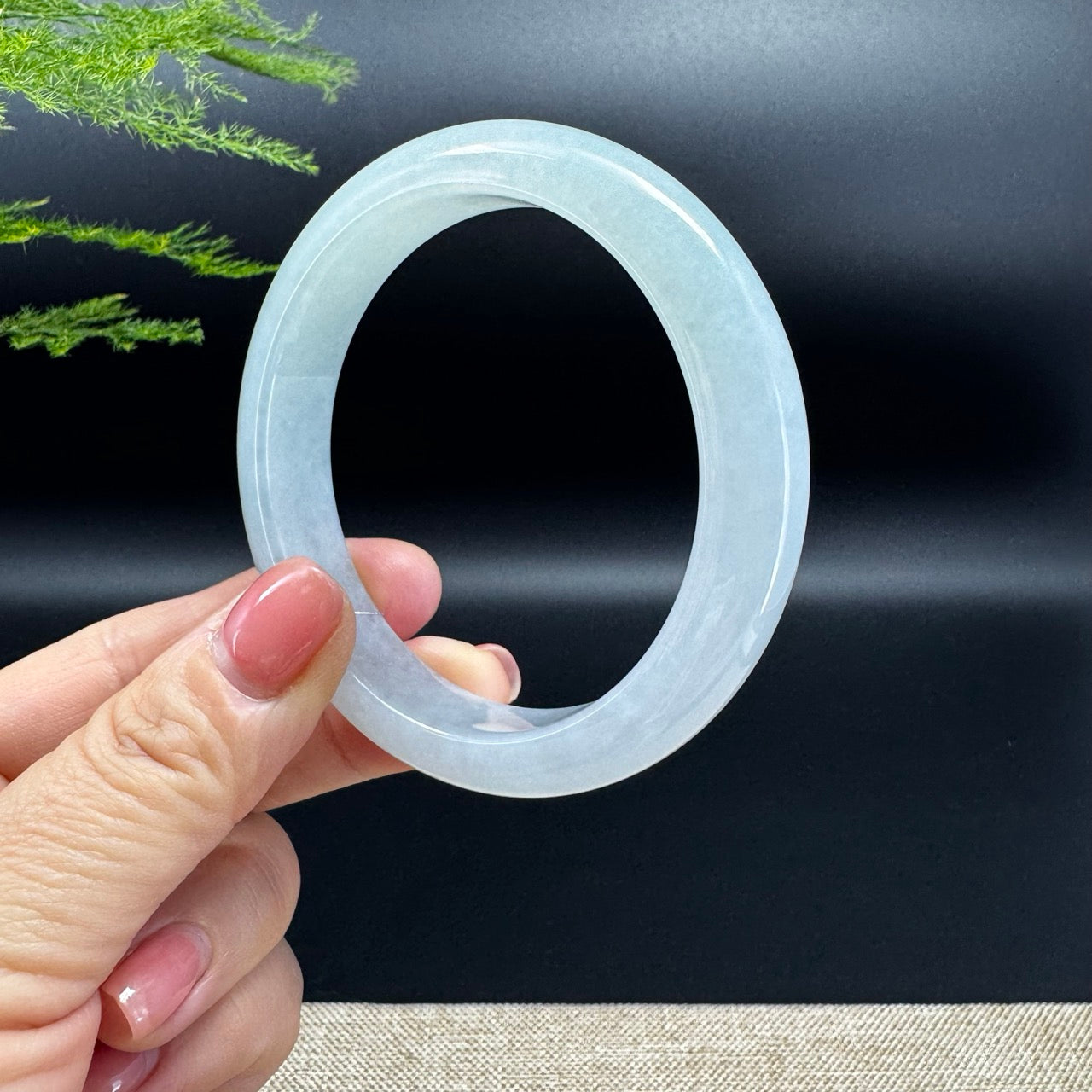 Genuine Burmese Icy Green Jade Jadeite Bangle Bracelet (55.8mm)