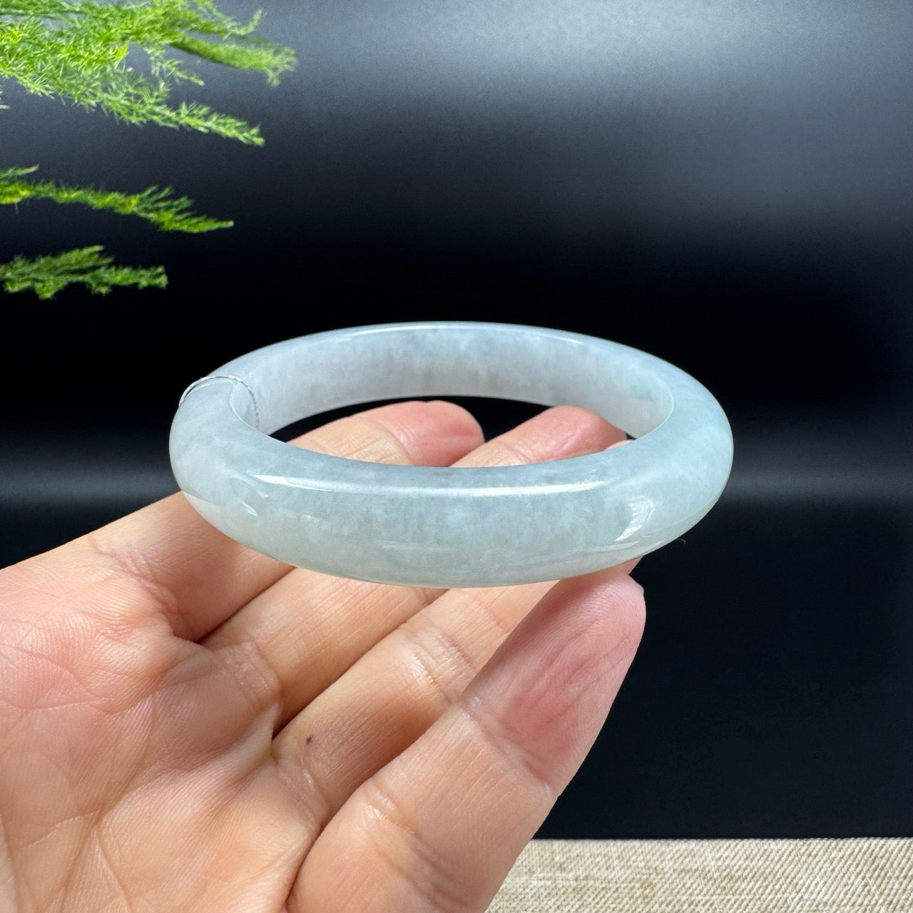 Genuine Burmese Icy Green Jade Jadeite Bangle Bracelet (55.8mm)
