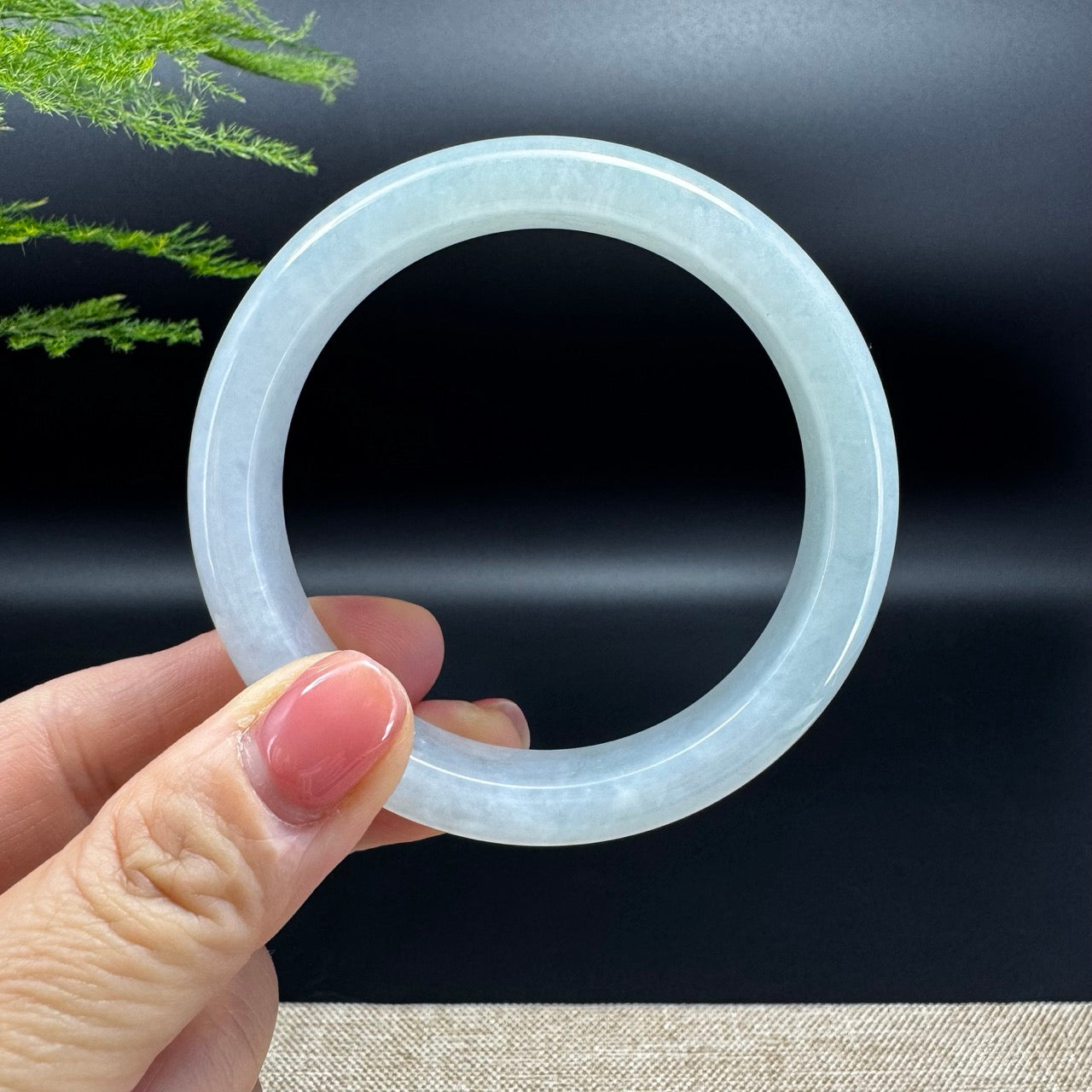 Genuine Burmese Icy Green Jade Jadeite Bangle Bracelet (55.8mm)