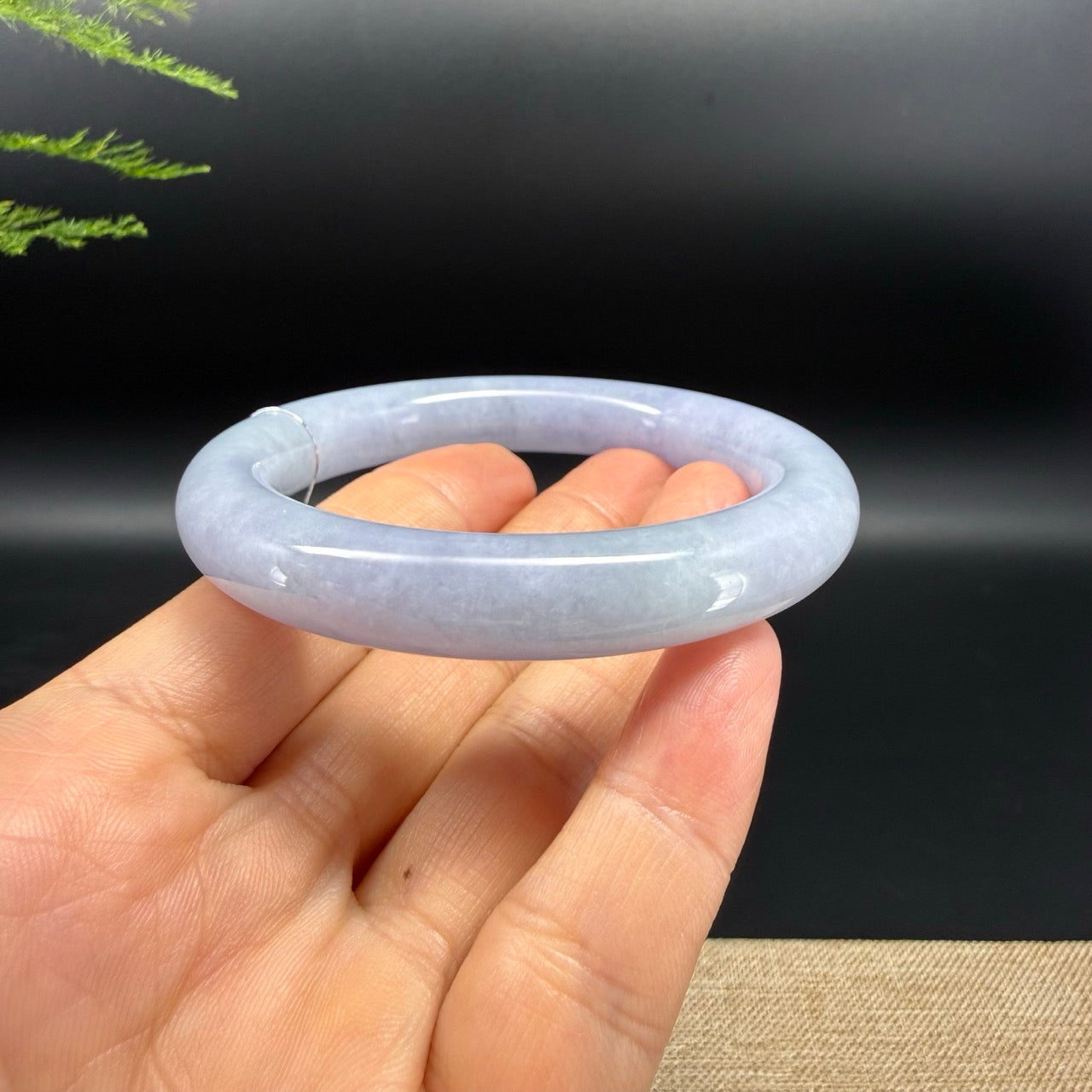 Genuine Burmese Deep Lavender Jadeite Jade Bangle Bracelet (55.9mm)