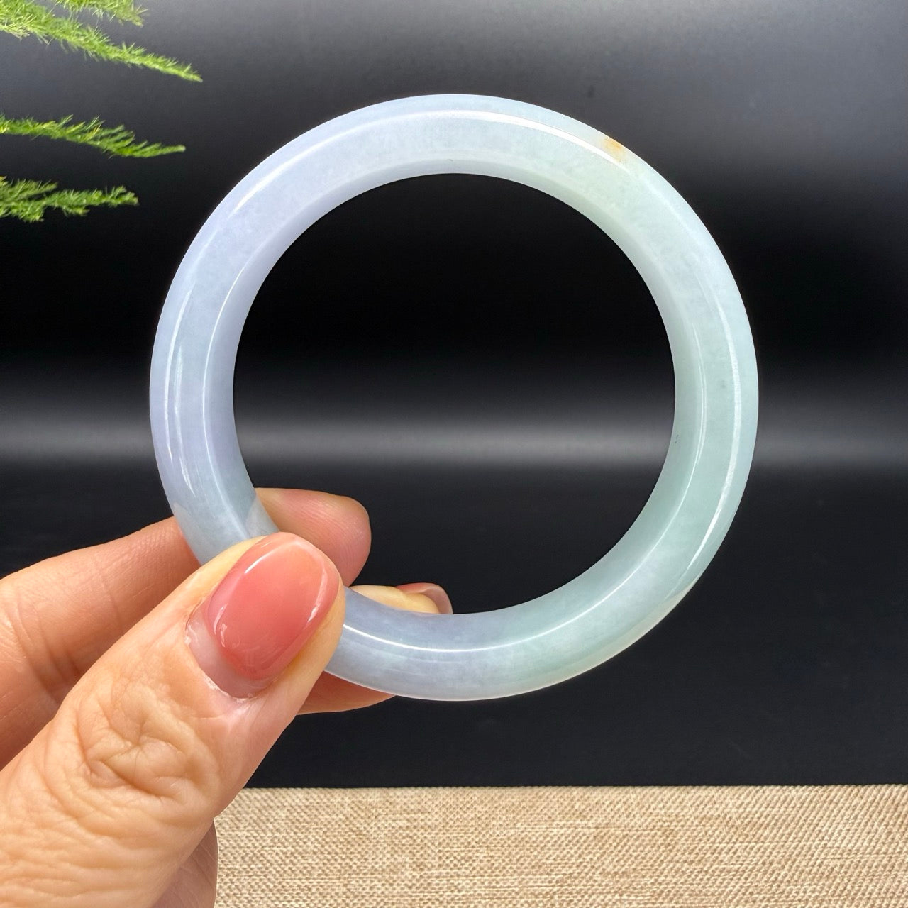 Genuine Burmese Lavender Green Jadeite Jade Bangle Bracelet (55.2mm)