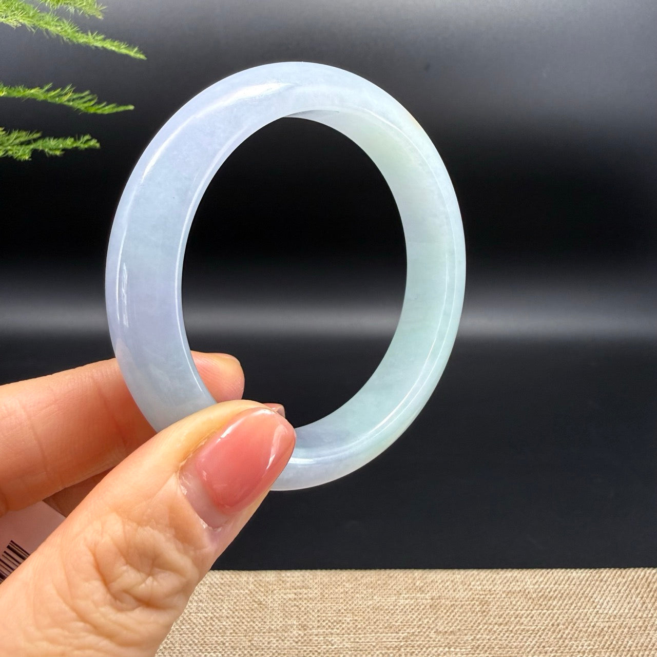 Genuine Burmese Lavender Green Jadeite Jade Bangle Bracelet (55.2mm)