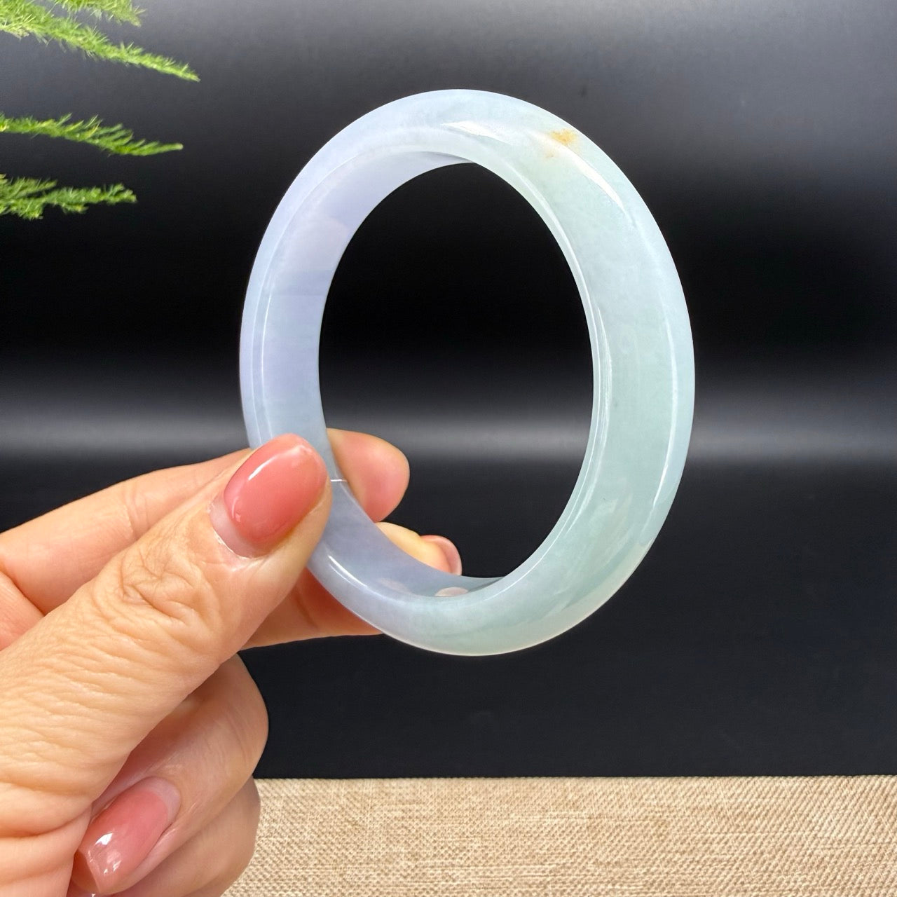 Genuine Burmese Lavender Green Jadeite Jade Bangle Bracelet (55.2mm)