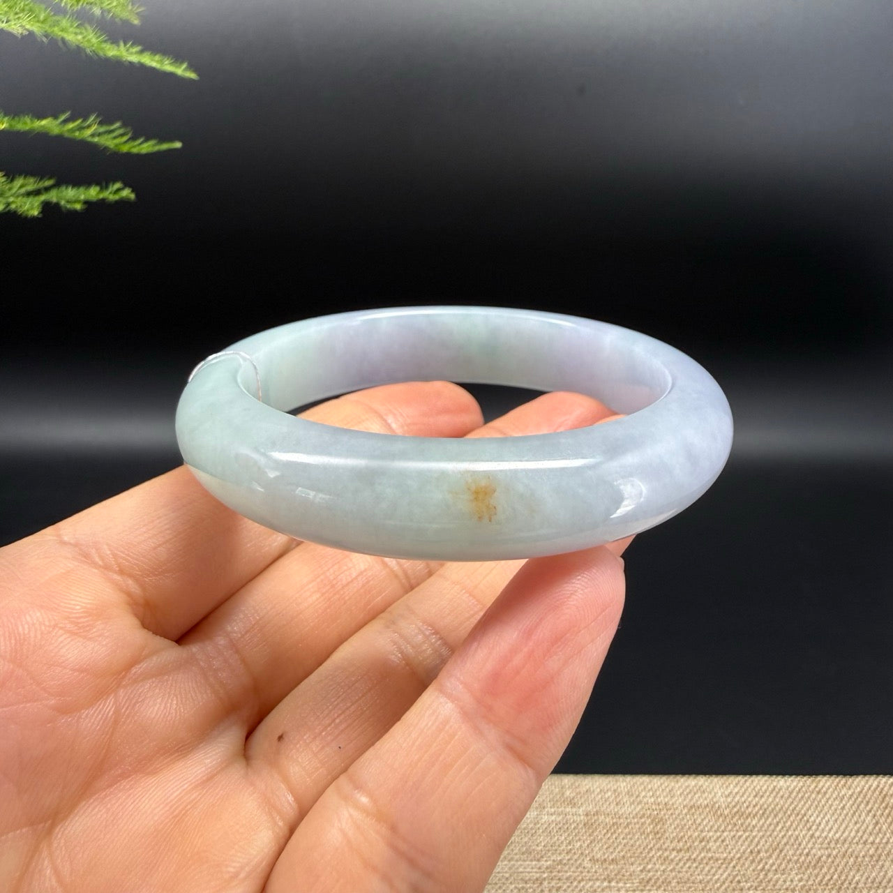 Genuine Burmese Lavender Green Jadeite Jade Bangle Bracelet (55.2mm)