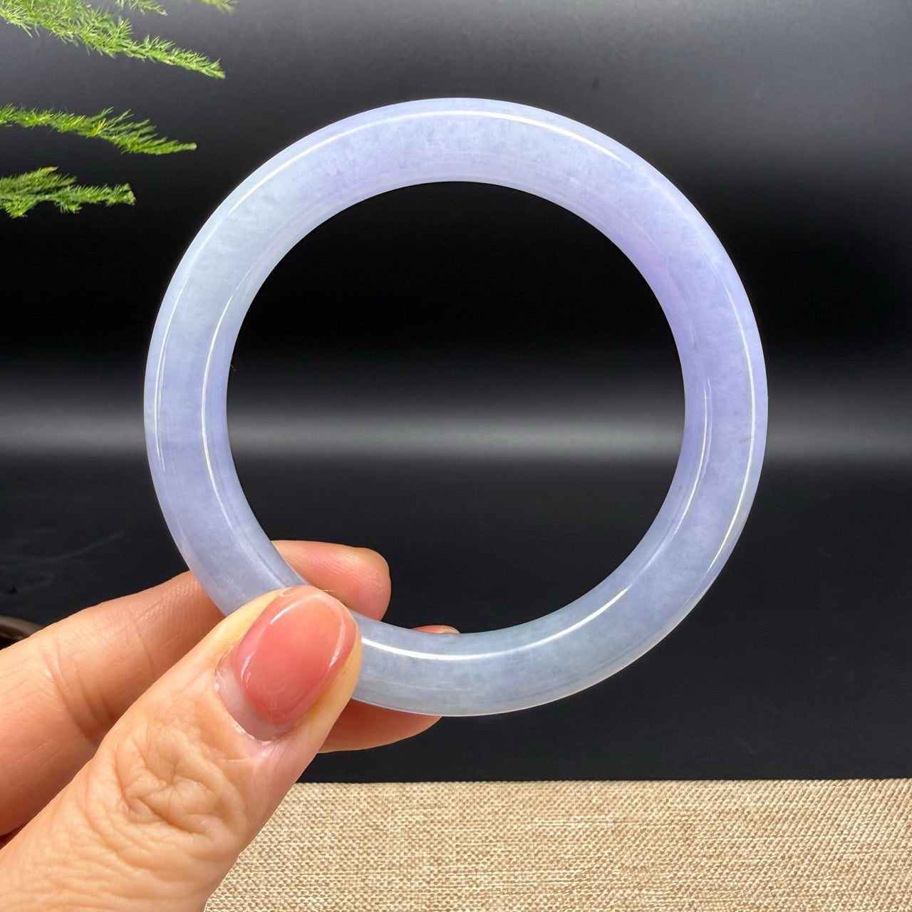 Genuine Burmese Deep Lavender Jadeite Jade Bangle Bracelet (57.7mm)