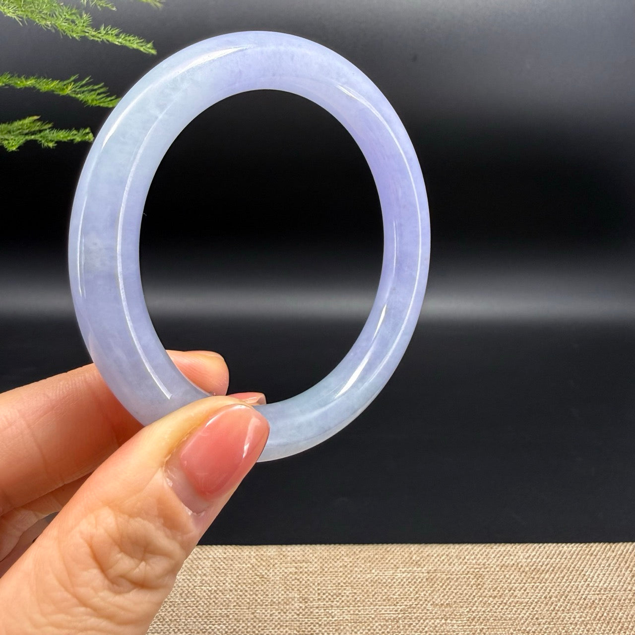Genuine Burmese Deep Lavender Jadeite Jade Bangle Bracelet (57.7mm)