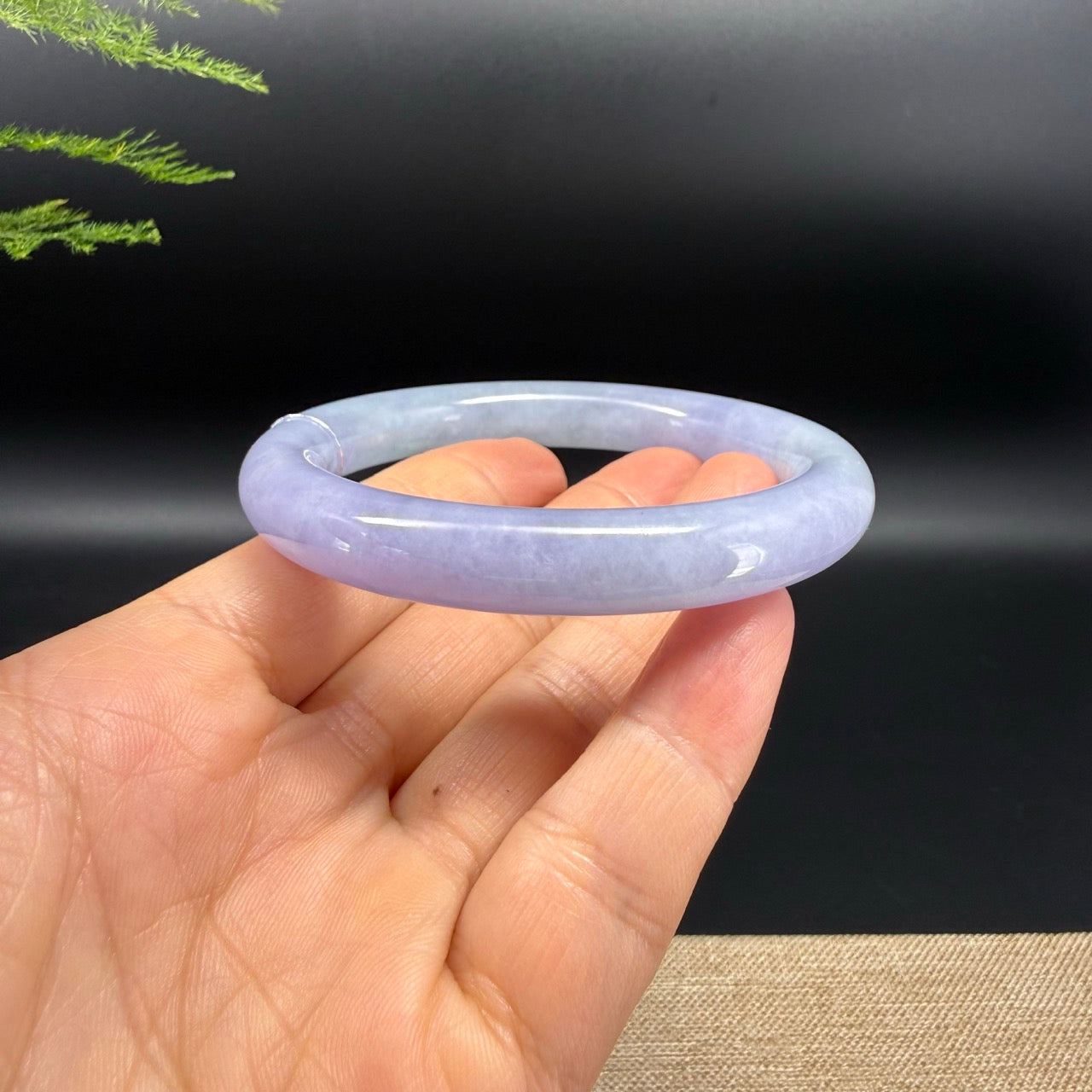 Genuine Burmese Deep Lavender Jadeite Jade Bangle Bracelet (57.7mm)