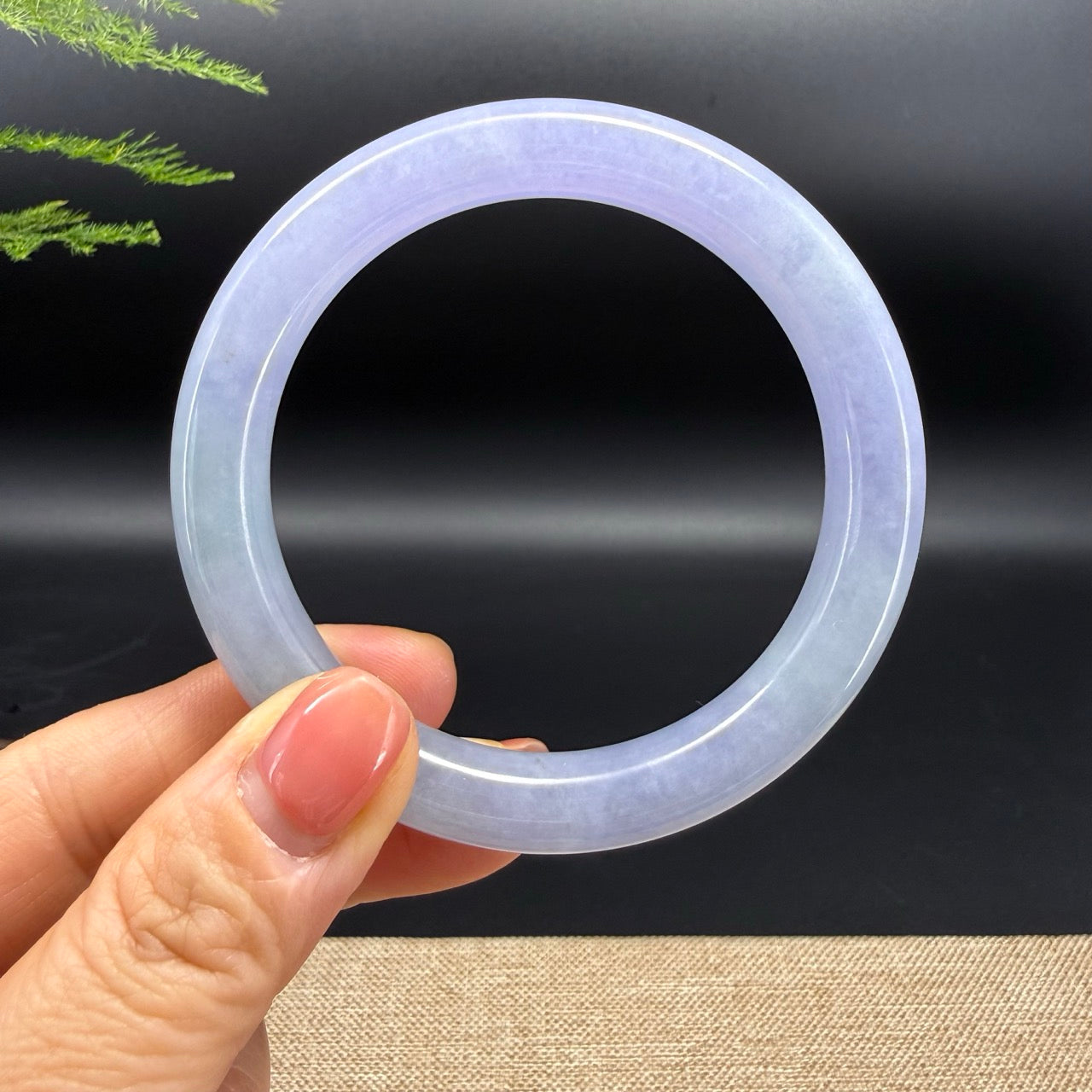 Genuine Burmese Deep Lavender Jadeite Jade Bangle Bracelet (57.7mm)